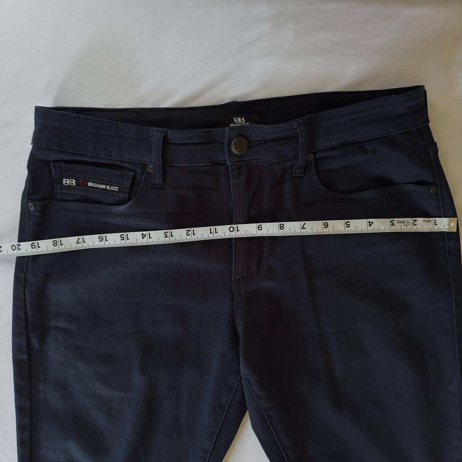 Benjamin Black Jeans Mens 34x32 Blue Cotton Denim Straight Leg Stretch Slim Fit