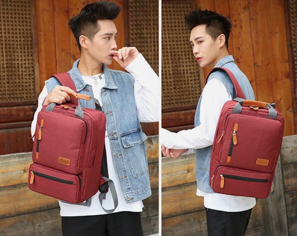 Unisex Organizer Polyester School Backpack, Red 3 Pack