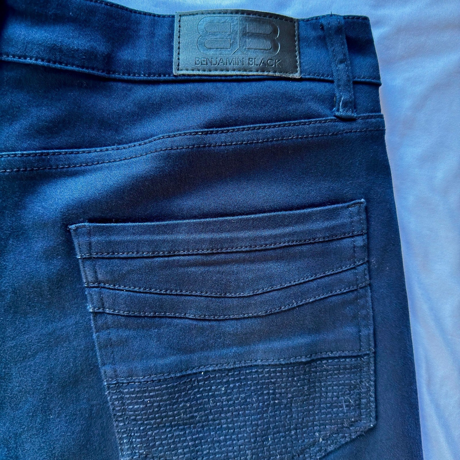 Benjamin Black Jeans Mens 34x32 Blue Cotton Denim Straight Leg Stretch Slim Fit