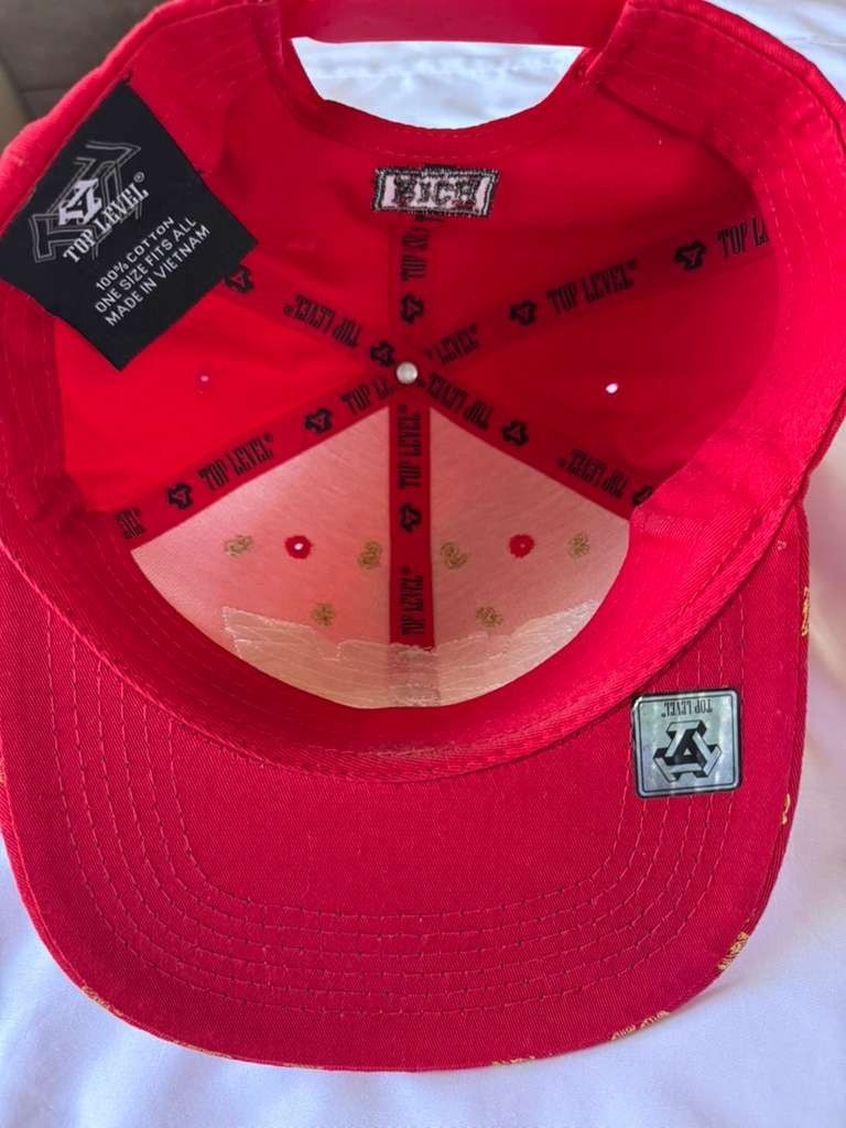 Top Level Snapback Money Hat Red Dollar Sign Adjustable Cap H011