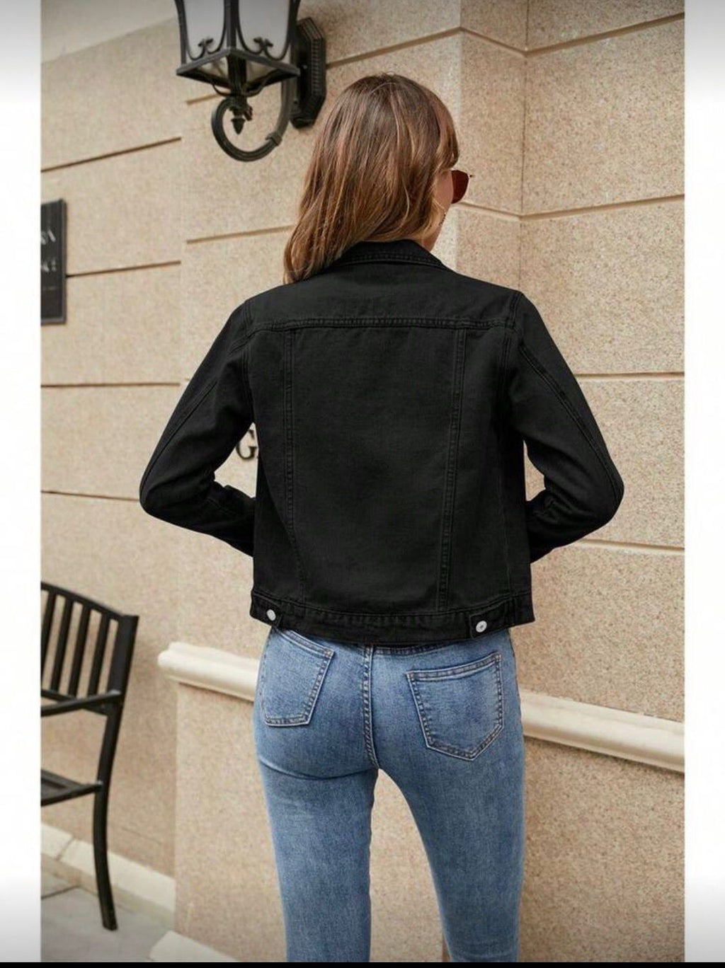 Women's Casual Fit Denim Jacket, Paired With Distressed Decorations Size L
