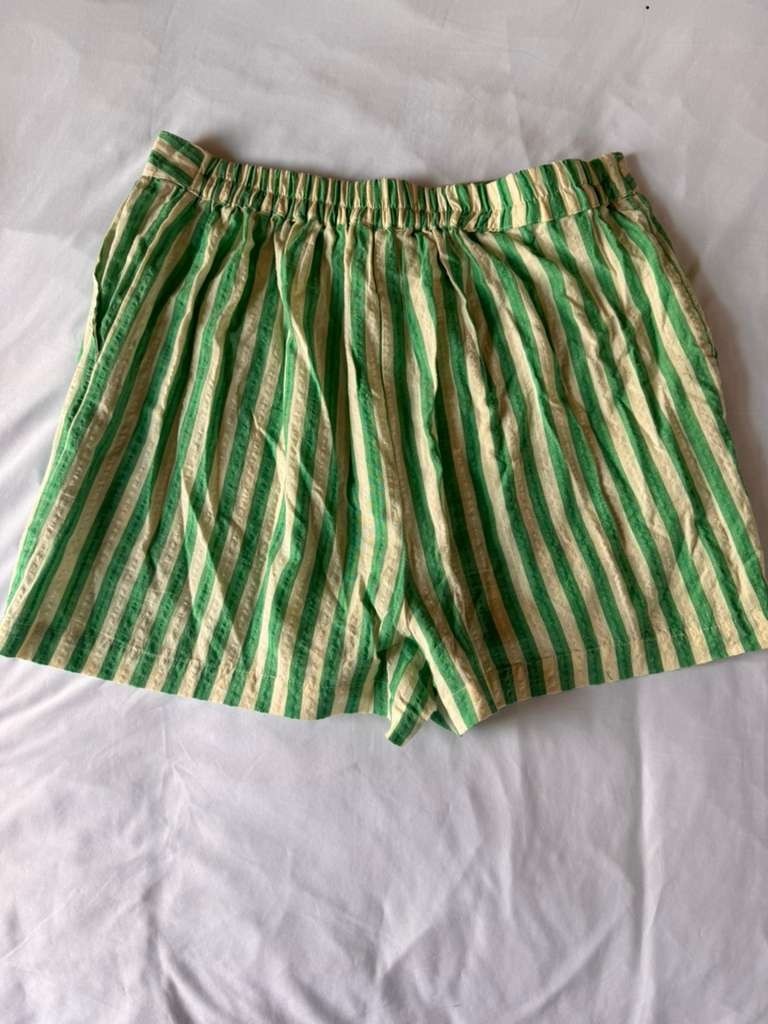 Japna Womens Juniors Shorts Green White Stripes Set Size Large