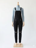 Distressed Denim Overalls Medium Wash Skinny Leg Black Womens 0XL