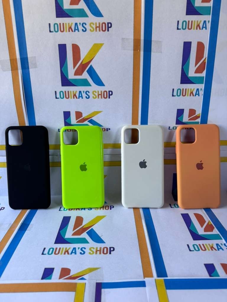 Apple Silicone Case for iPhone 11 - BLACK-WHITE-ORANGE-GREEN NEON