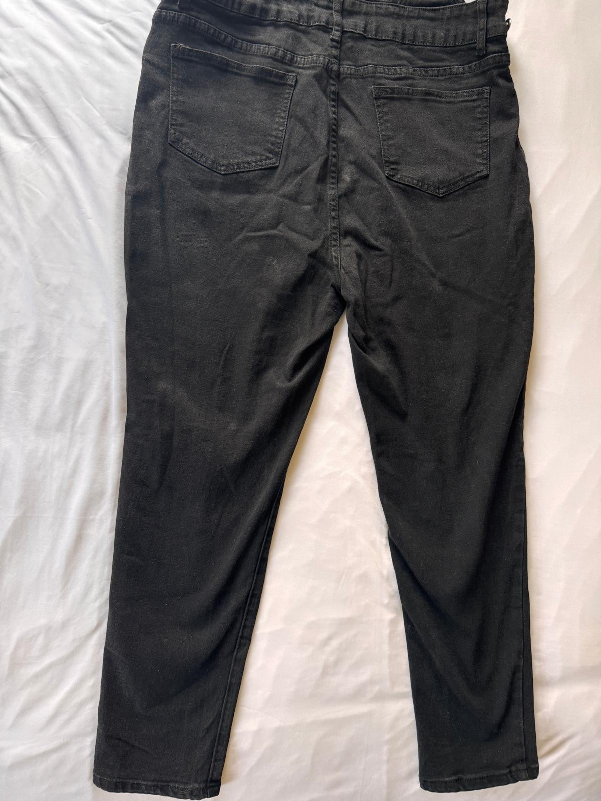 Distressed Denim Overalls Medium Wash Skinny Leg Black Womens 0XL