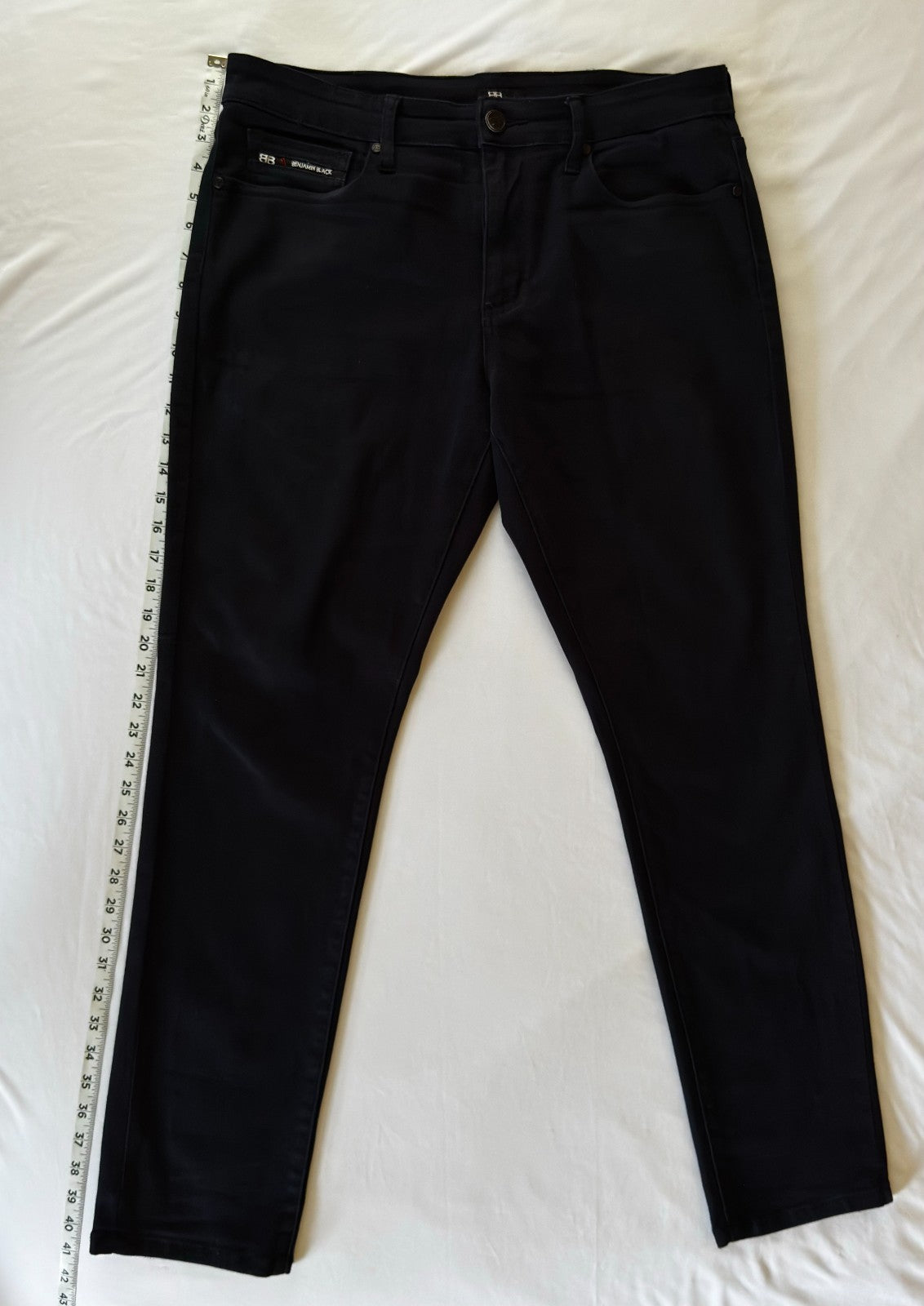 Benjamin Black Jeans Mens 34x32 Blue Cotton Denim Straight Leg Stretch Slim Fit