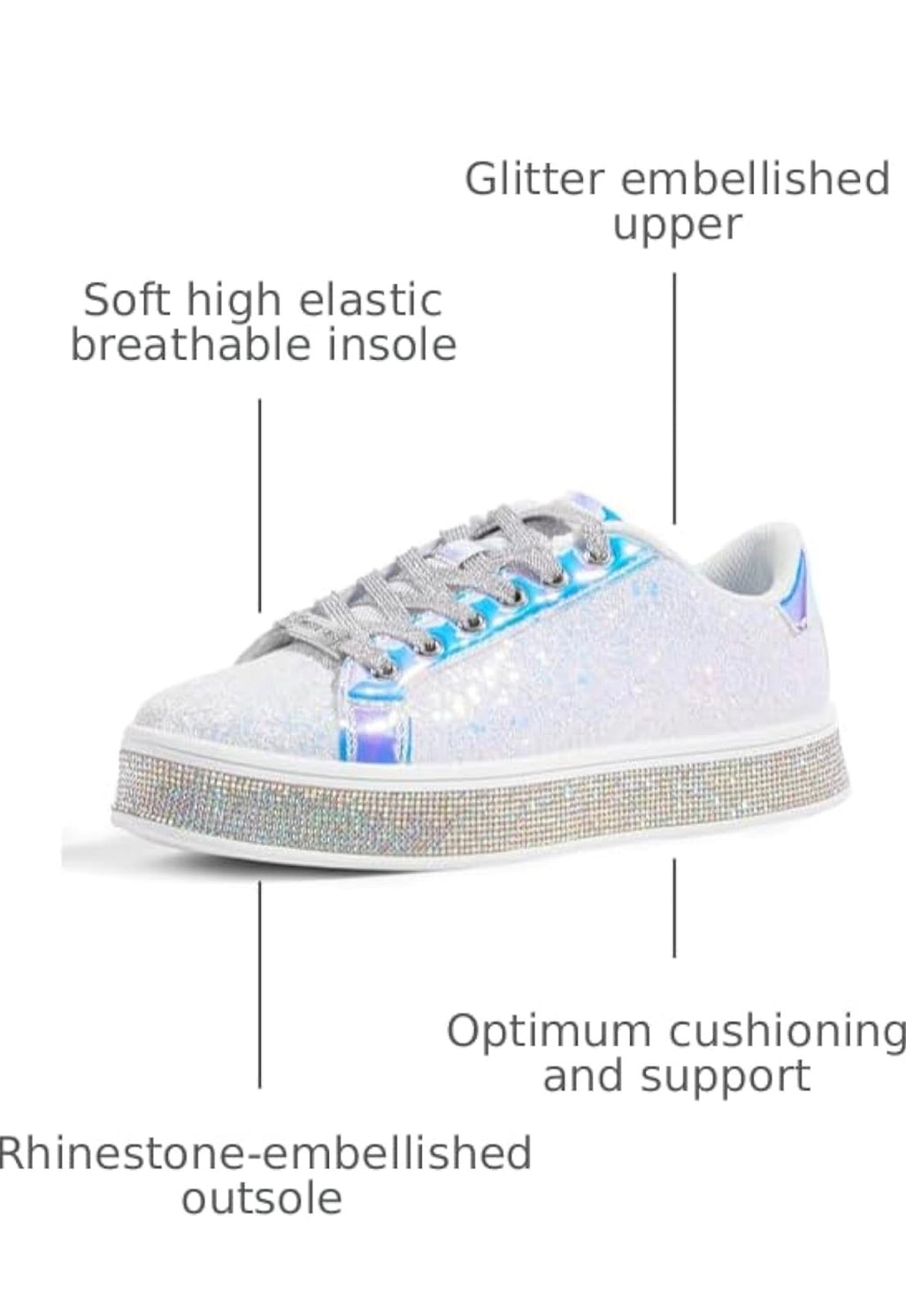 LUCKY STEP Women's Platform Glitter Sneakers | Sparkly Bling Shiny Dressy.