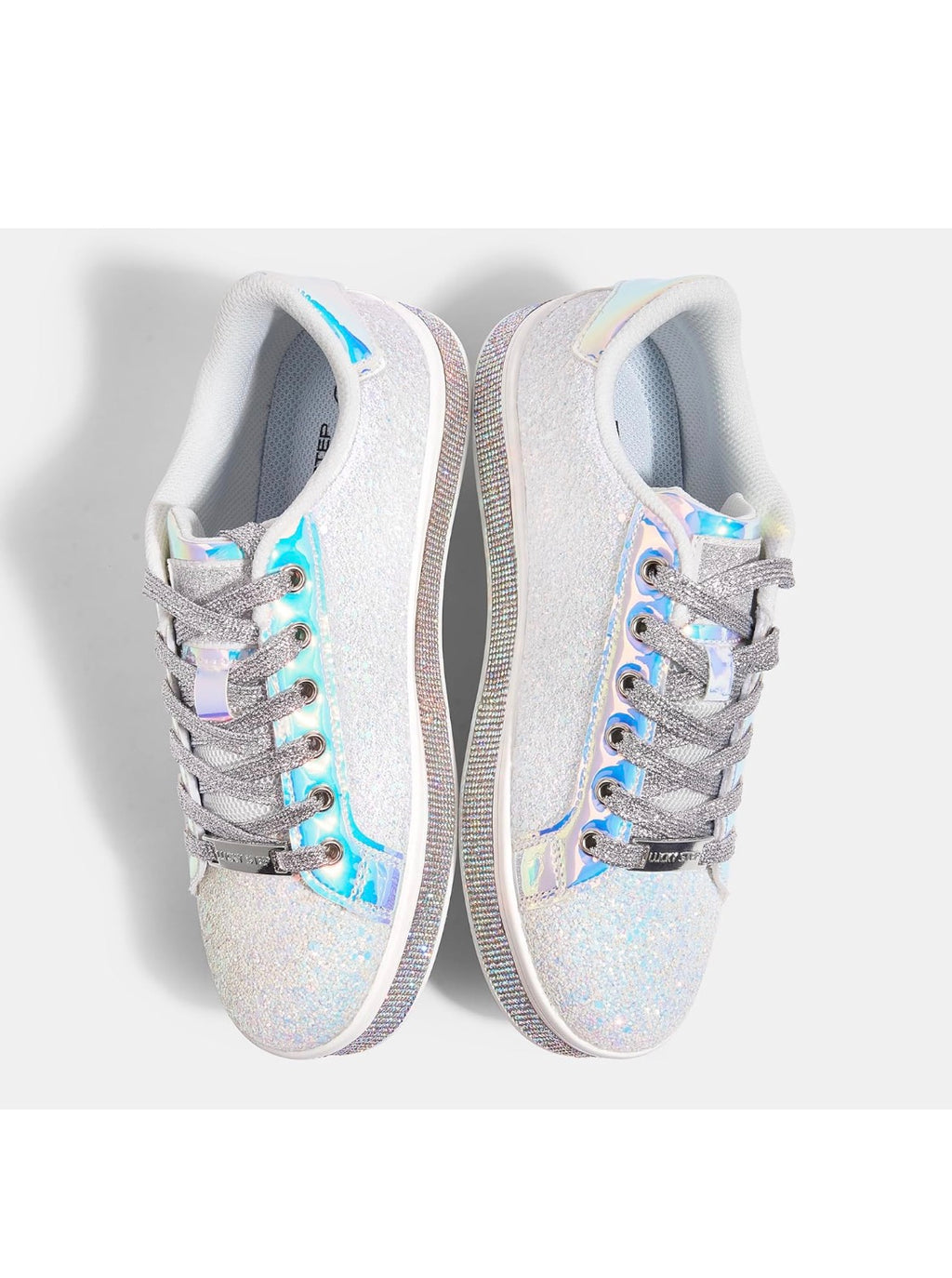 LUCKY STEP Women's Platform Glitter Sneakers | Sparkly Bling Shiny Dressy.