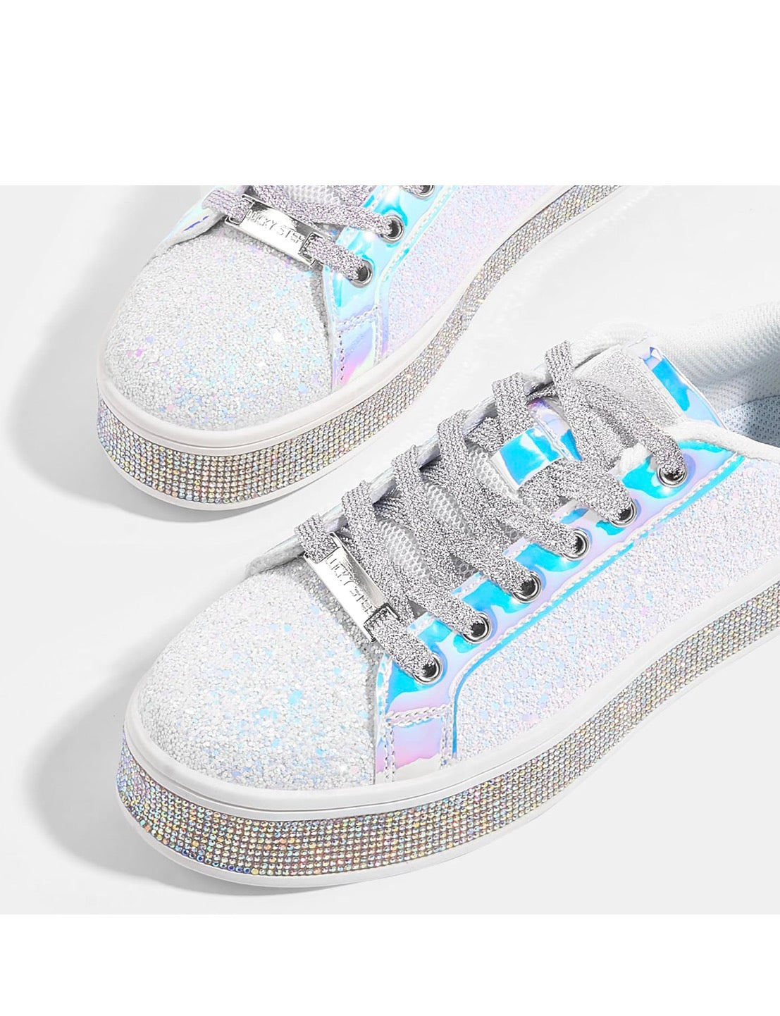LUCKY STEP Women's Platform Glitter Sneakers | Sparkly Bling Shiny Dressy.