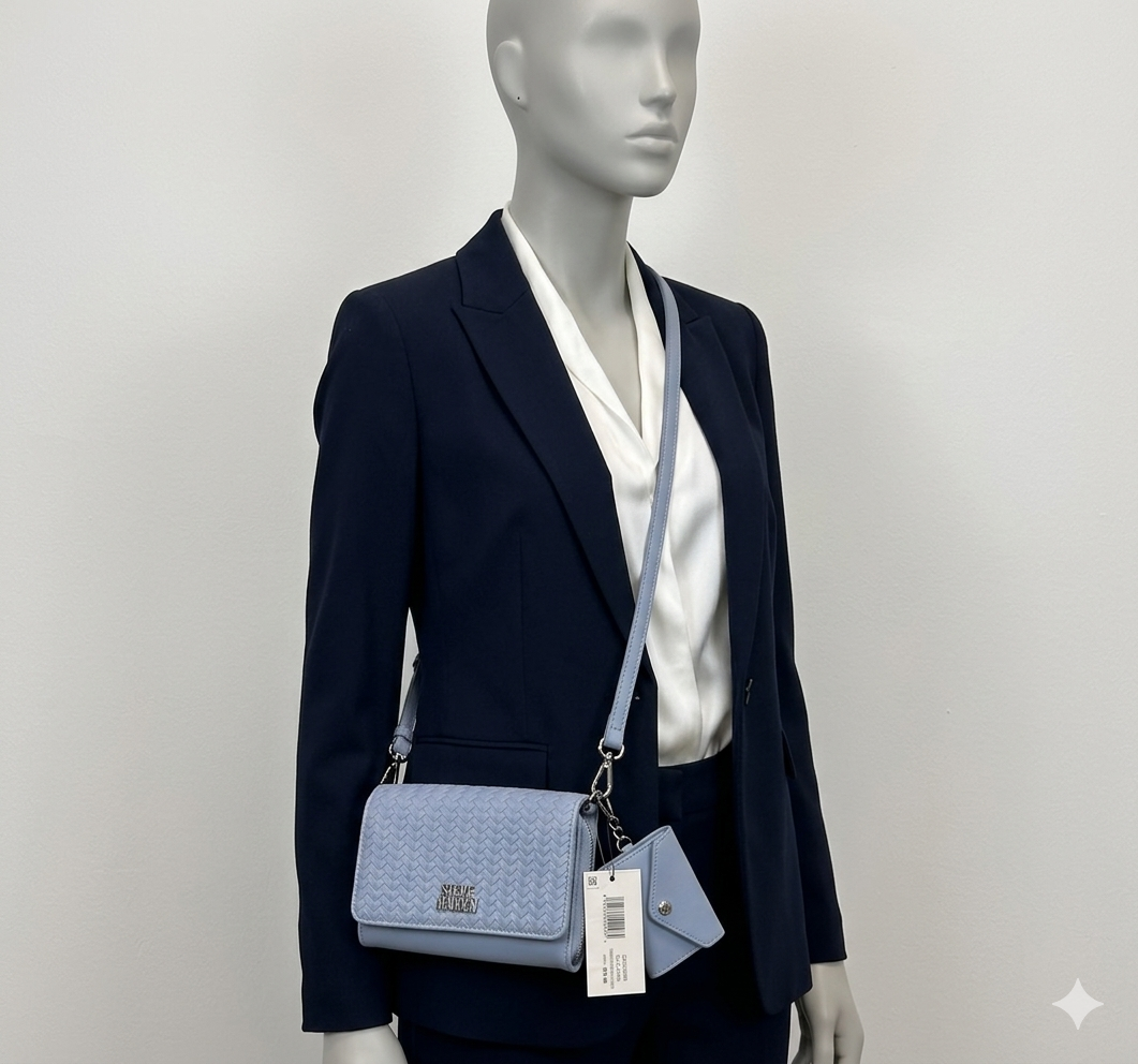 Steve Madden Ivory Pressed Woven Wallet on a String