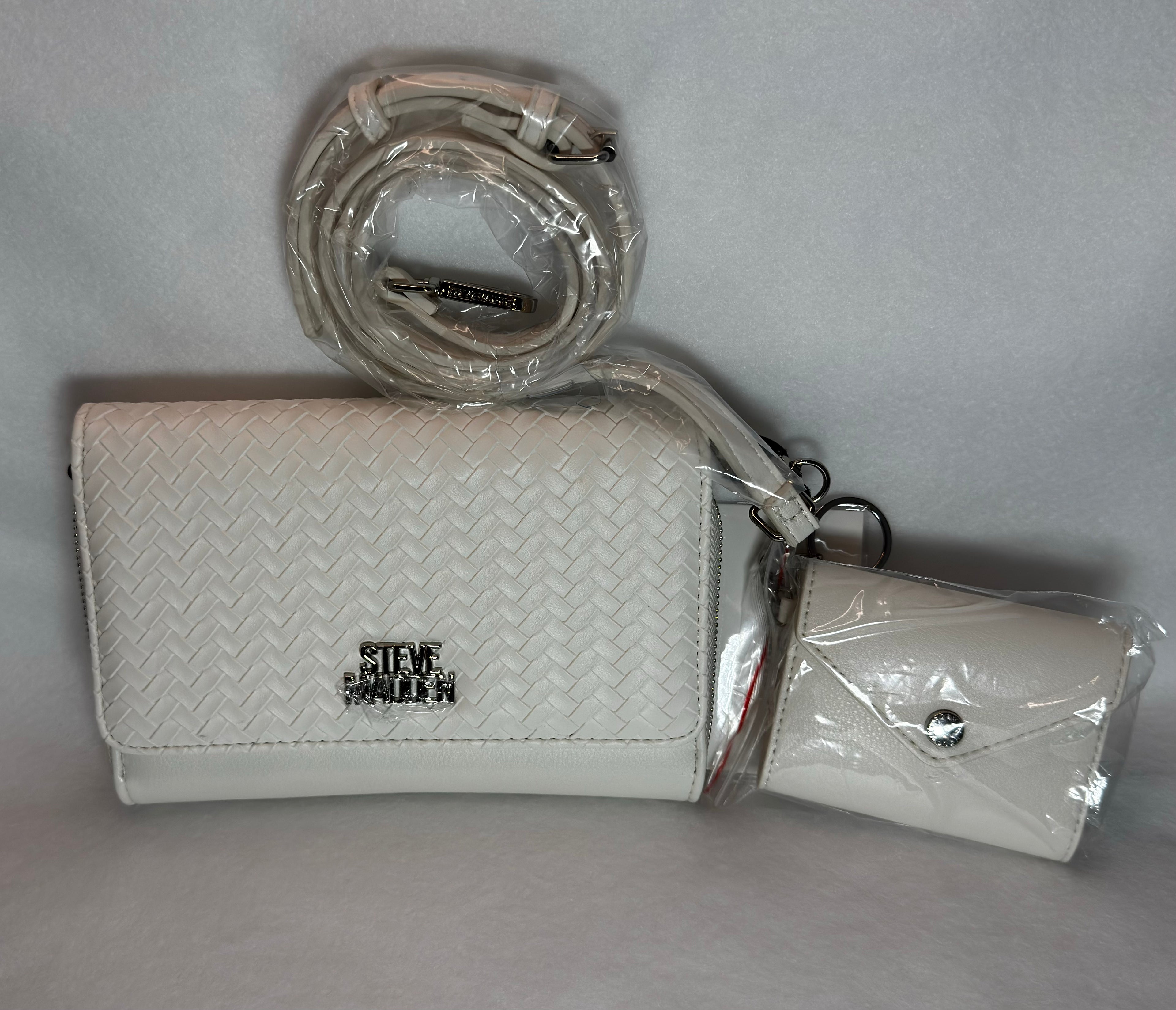 Steve Madden Ivory Pressed Woven Wallet on a String