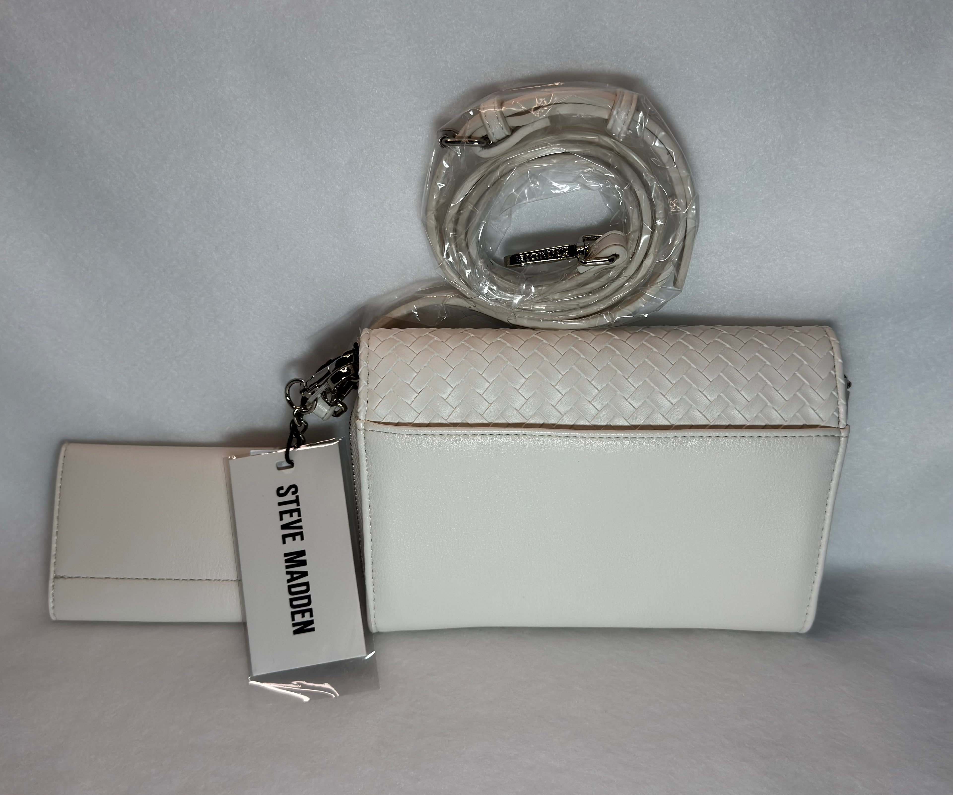 Steve Madden Ivory Pressed Woven Wallet on a String