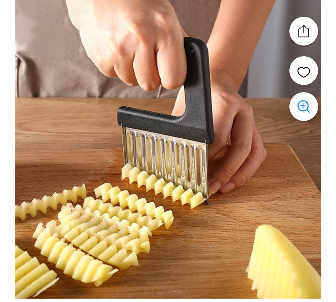 Wavy Cutter Stainless Steel Crinkle Vegetable Potato Chip French Fry Slicer Tool