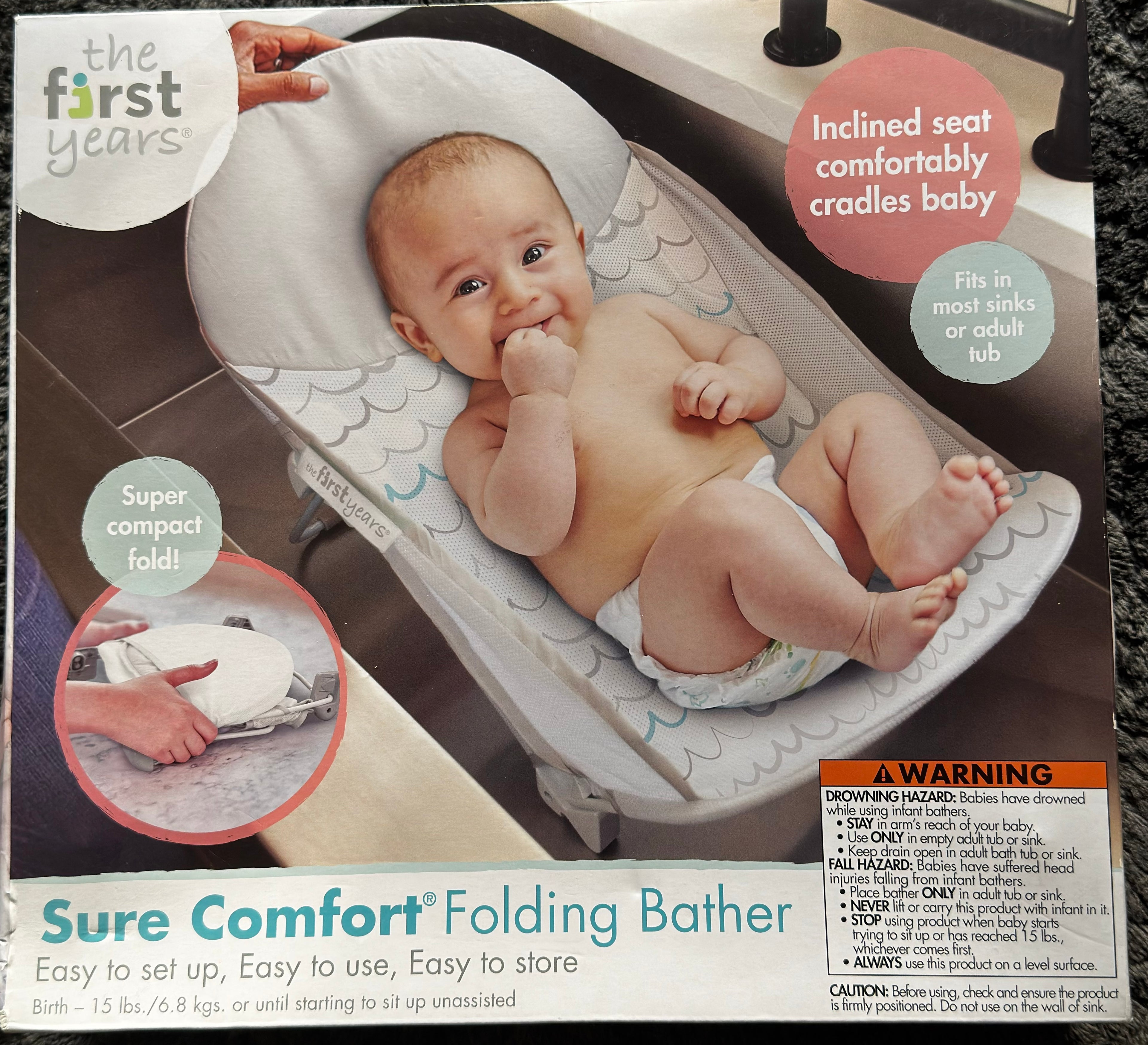 Brand New The First Years Sure Comfort Folding Bather Baby Bath Seat Birth-15lbs