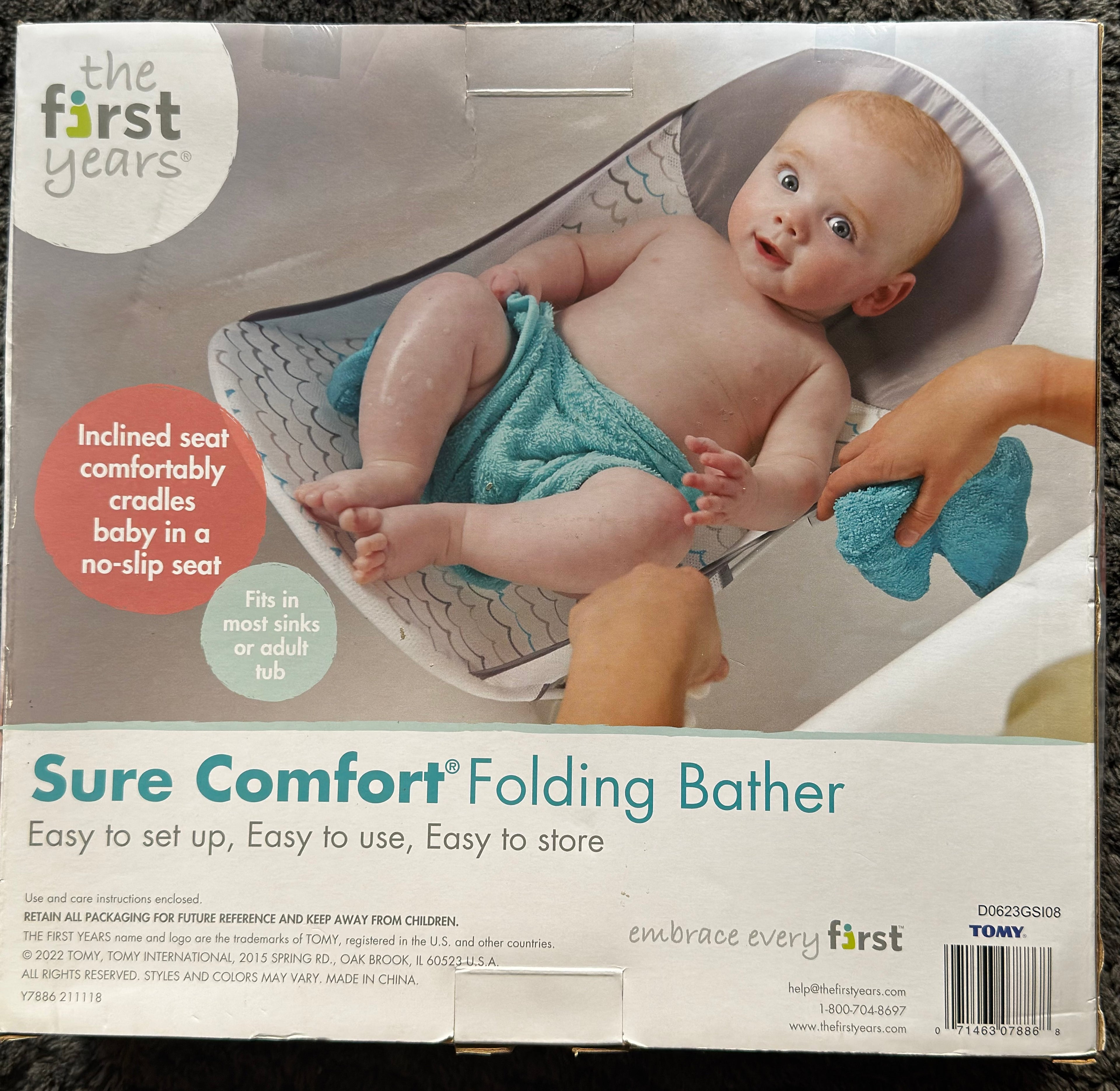 Brand New The First Years Sure Comfort Folding Bather Baby Bath Seat Birth-15lbs