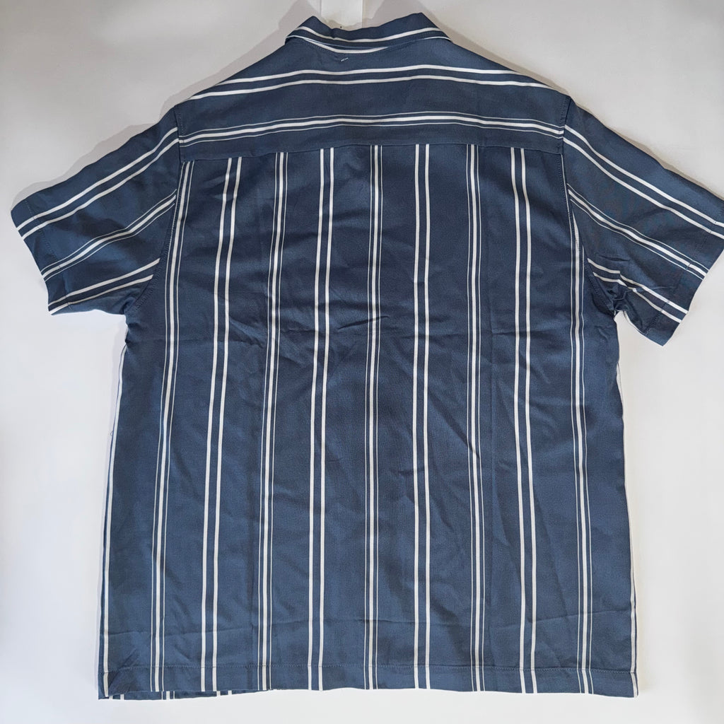 Level Ten Men Size L Blue Multicolor Striped Button Up Shirt Short Sleeve
