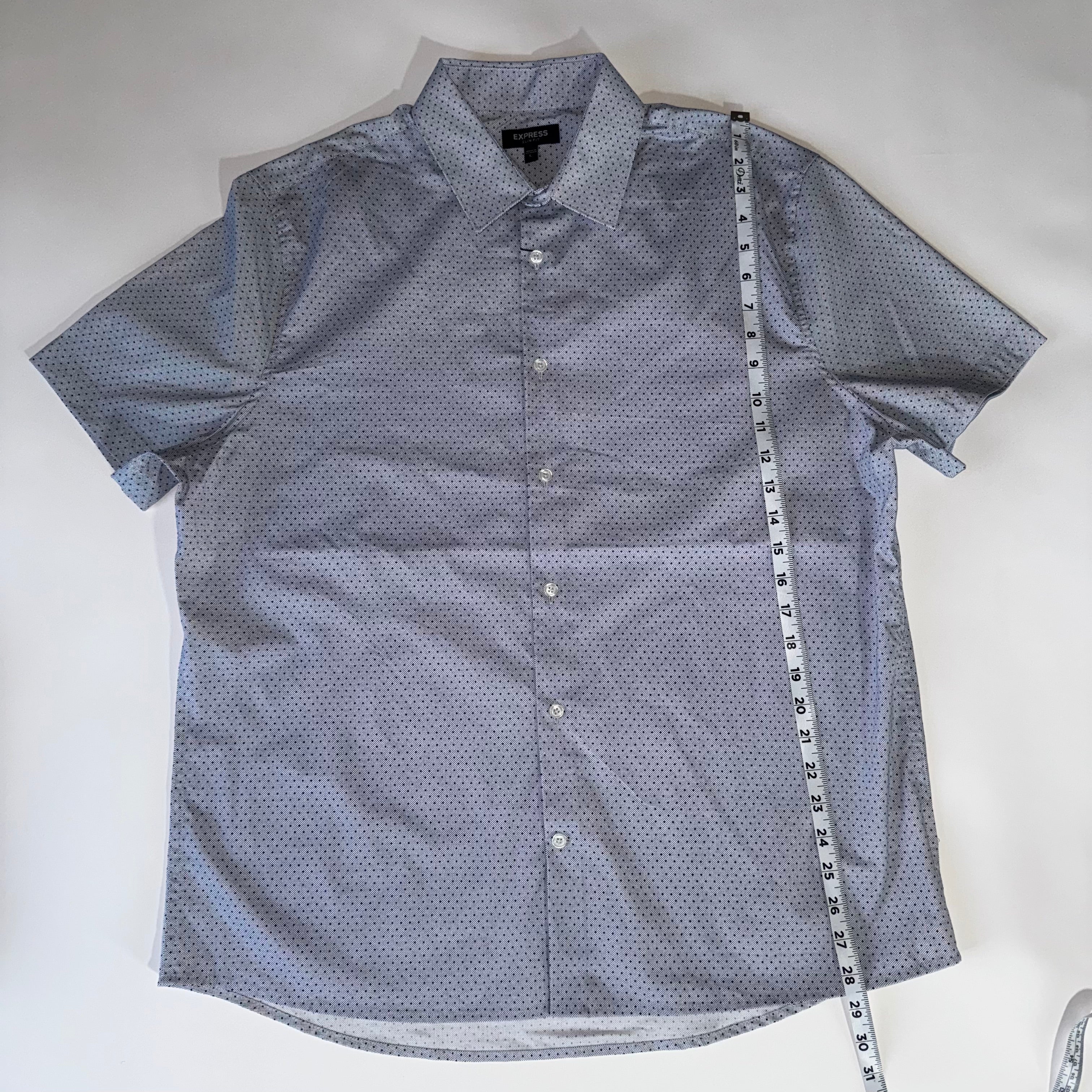 Express Fitted Button Up Dress Slim Shirt Mens Size L Short Sleeve Gray