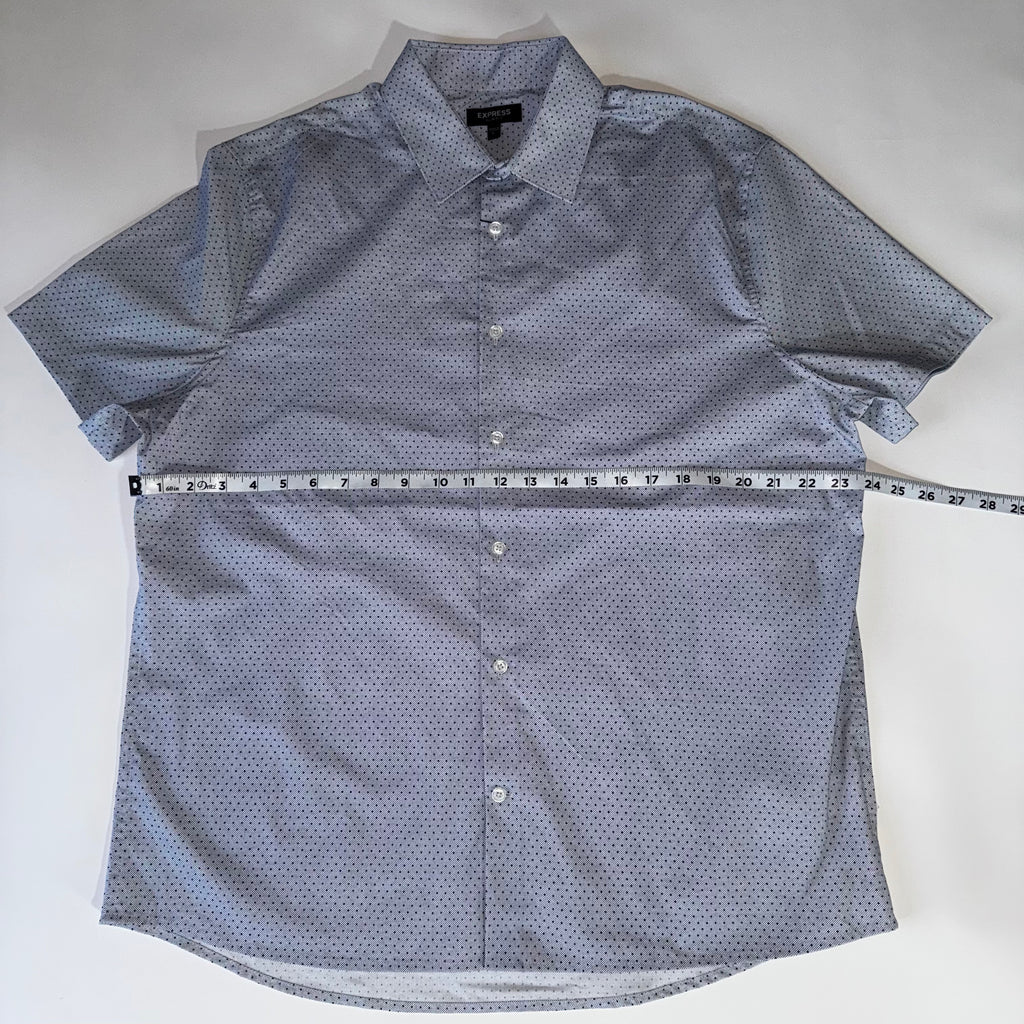 Express Fitted Button Up Dress Slim Shirt Mens Size L Short Sleeve Gray