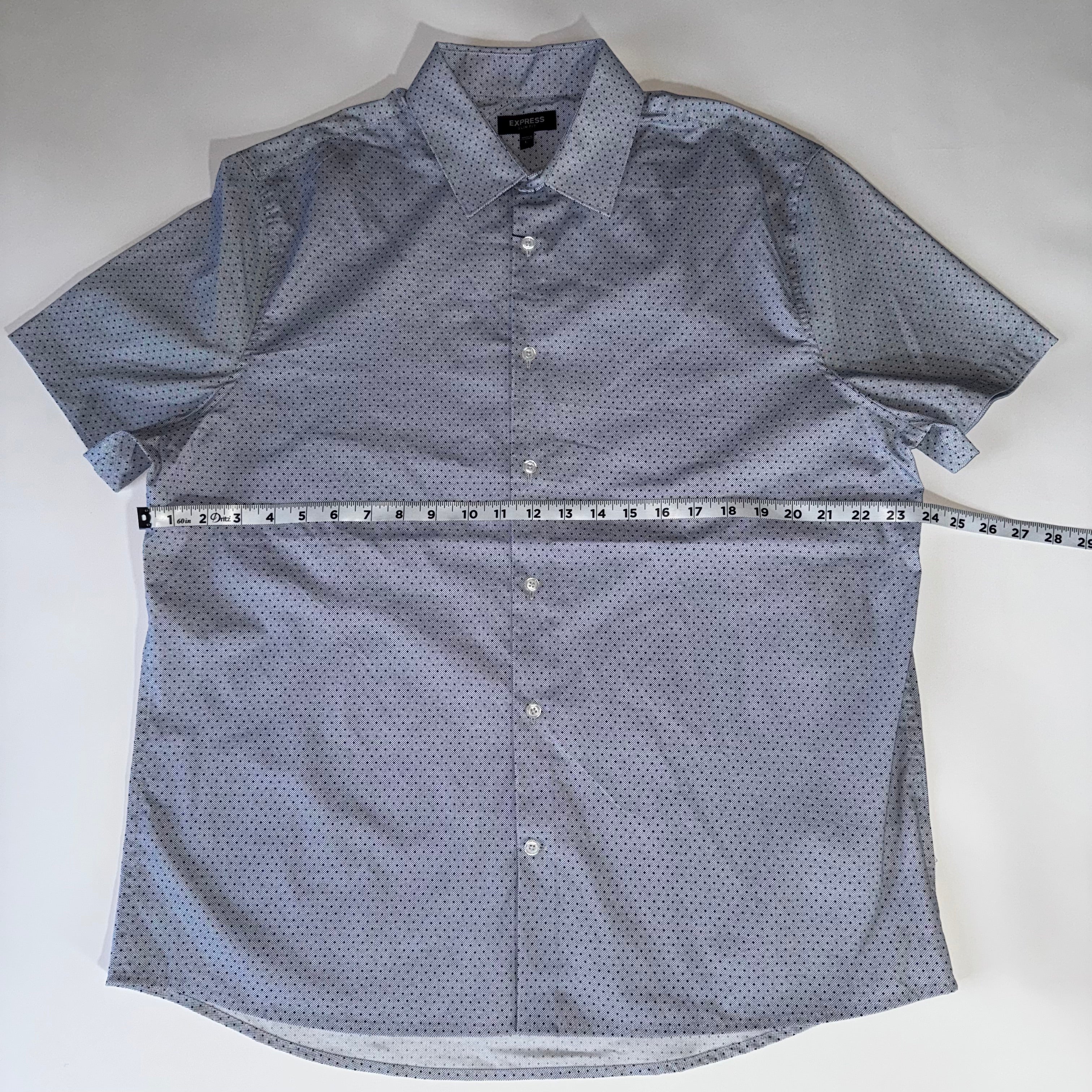 Express Fitted Button Up Dress Slim Shirt Mens Size L Short Sleeve Gray