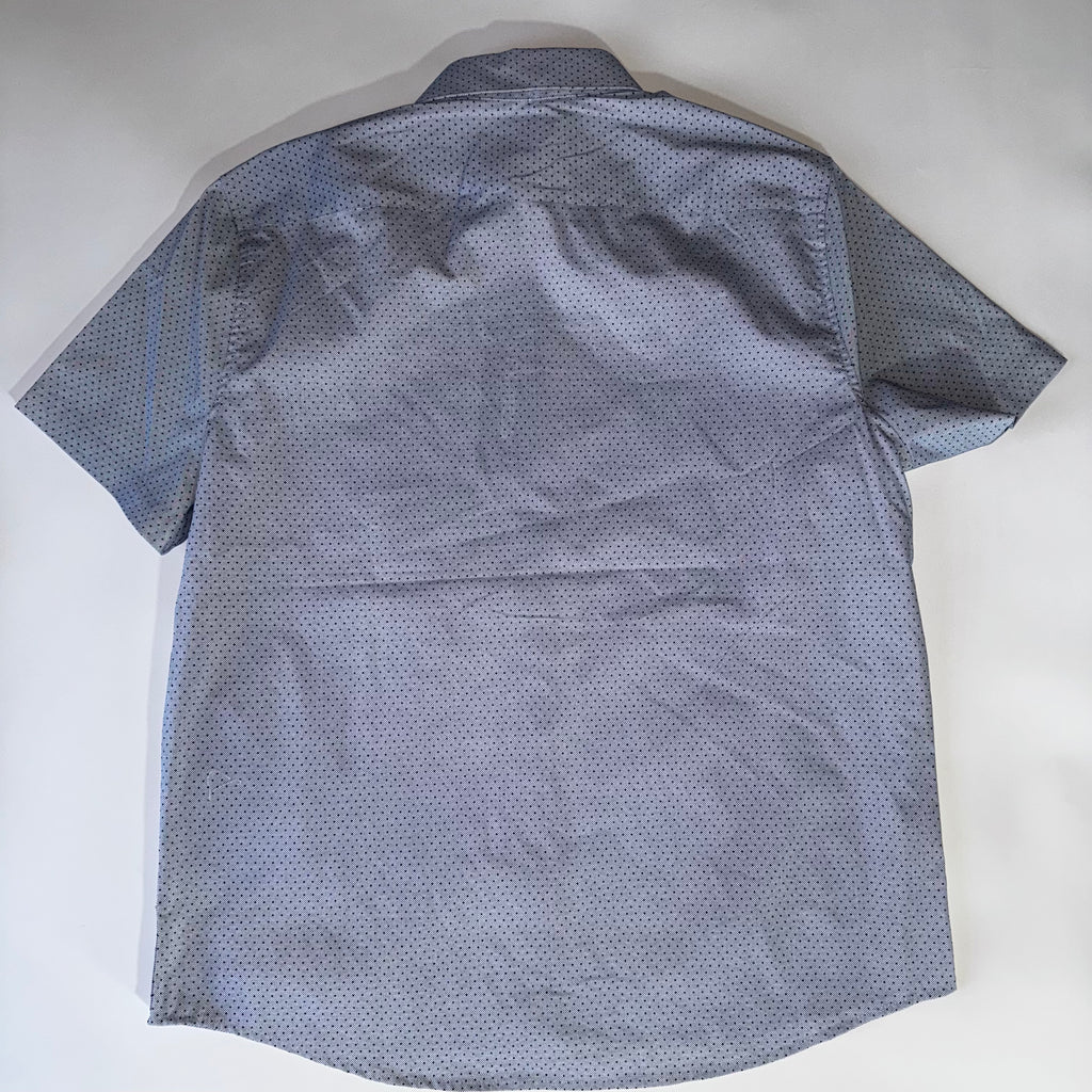 Express Fitted Button Up Dress Slim Shirt Mens Size L Short Sleeve Gray