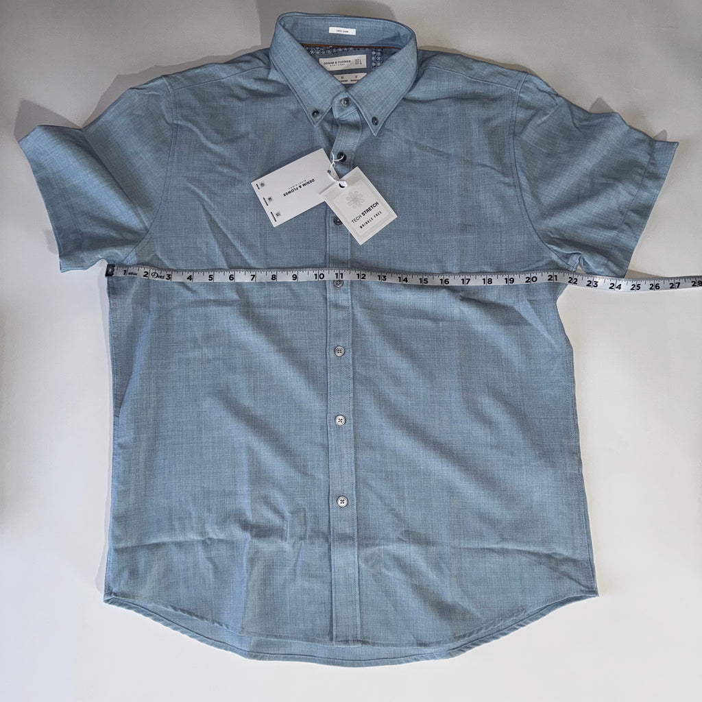 Denim & Flower By Ricky Singh Men's Light Blue Collared Button Down Shirt, L