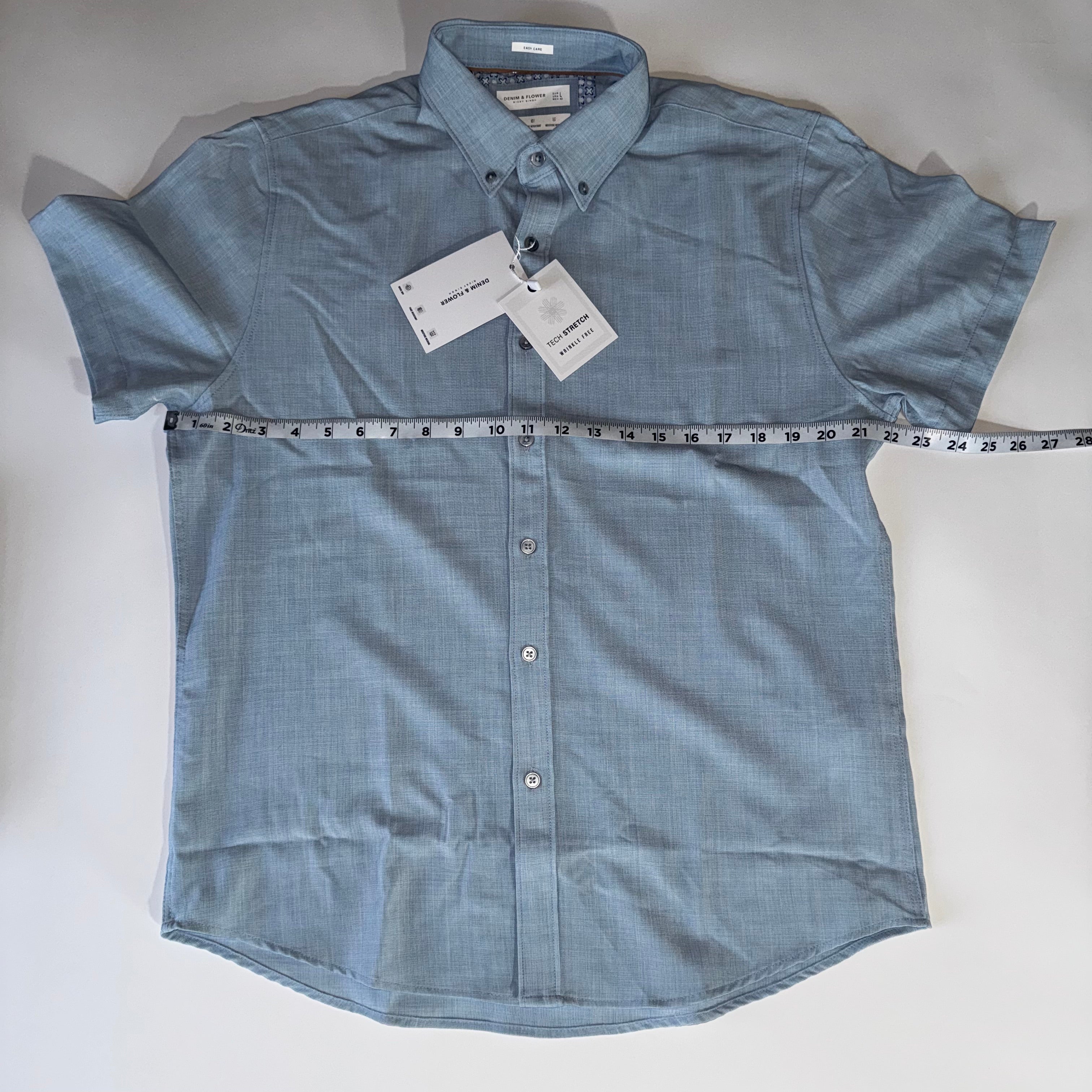 Denim & Flower By Ricky Singh Men's Light Blue Collared Button Down Shirt, L