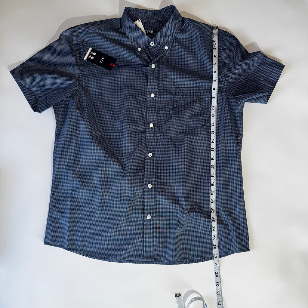 Izod Men's Button Down Shirt Blue L Short Sleeve