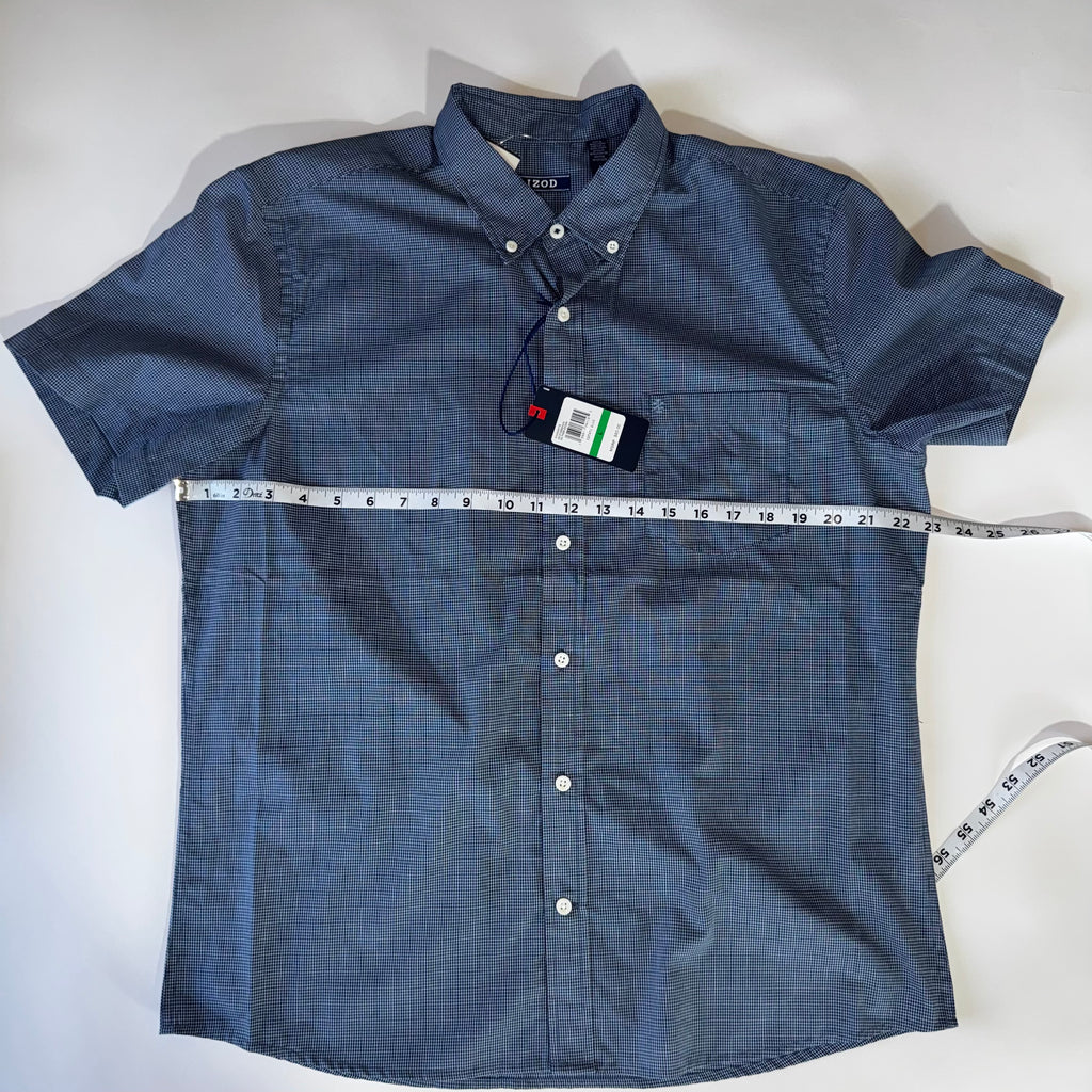 Izod Men's Button Down Shirt Blue L Short Sleeve