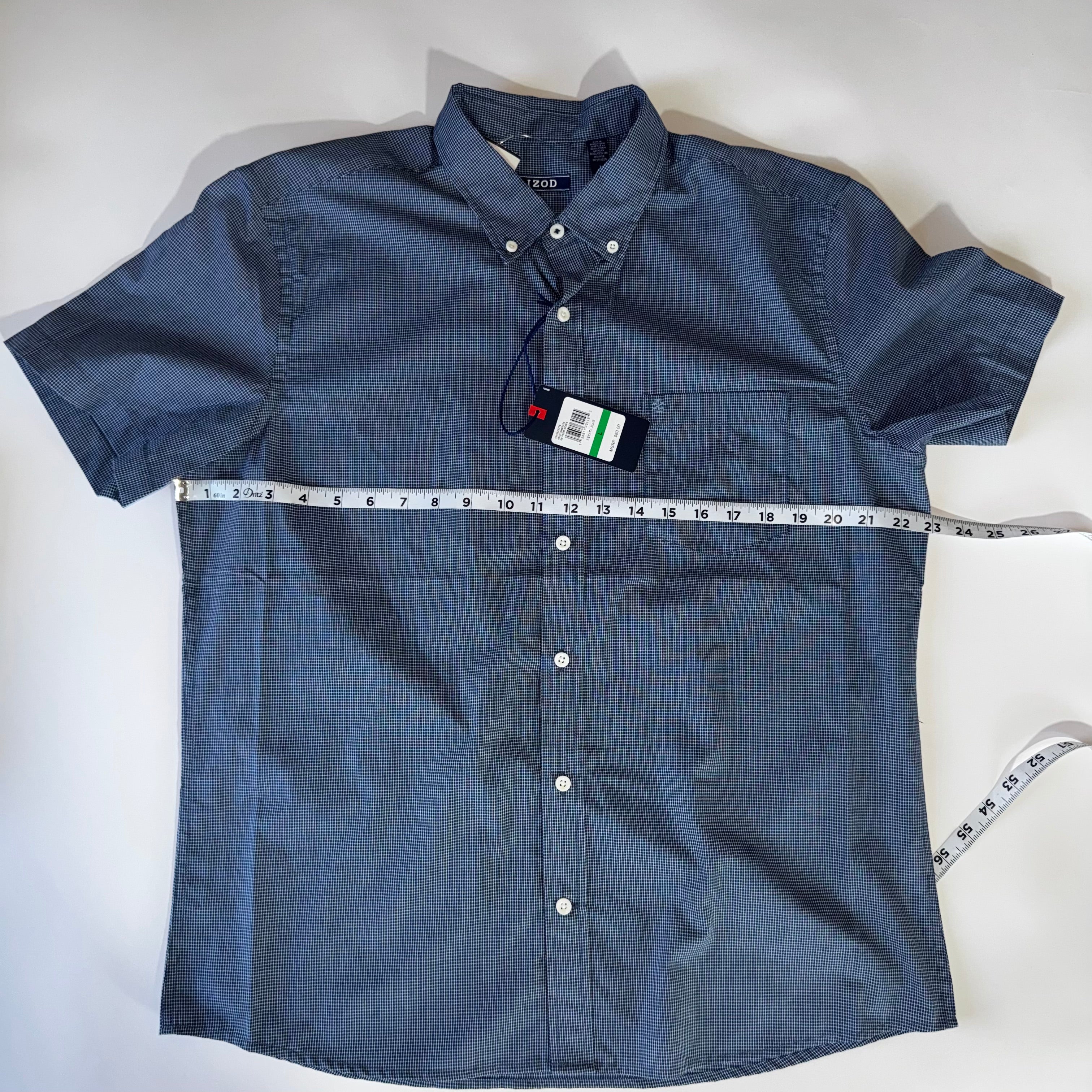 Izod Men's Button Down Shirt Blue L Short Sleeve