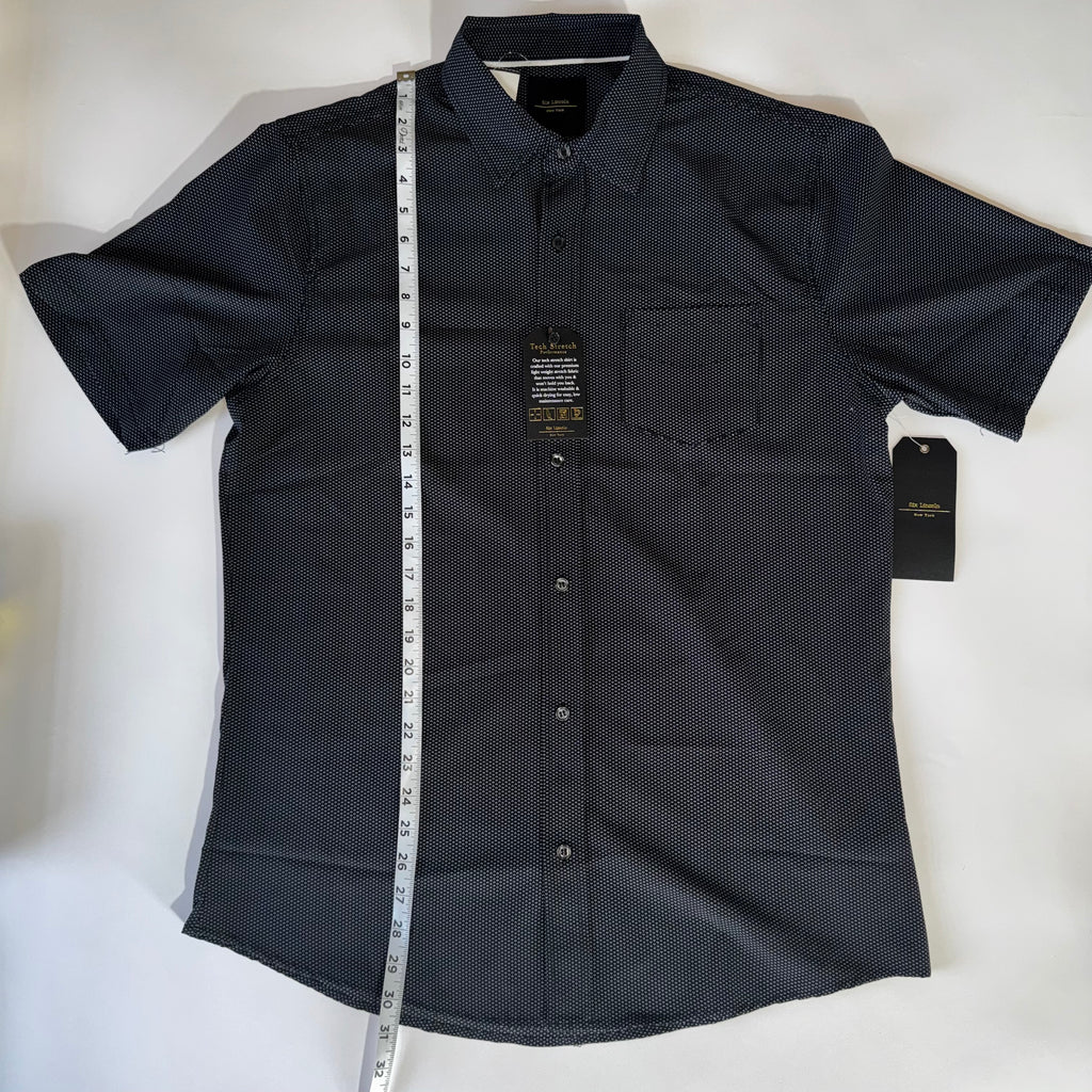 Six Lincoln New York Men's Printed Shirt, Short sleeve Button down Size L