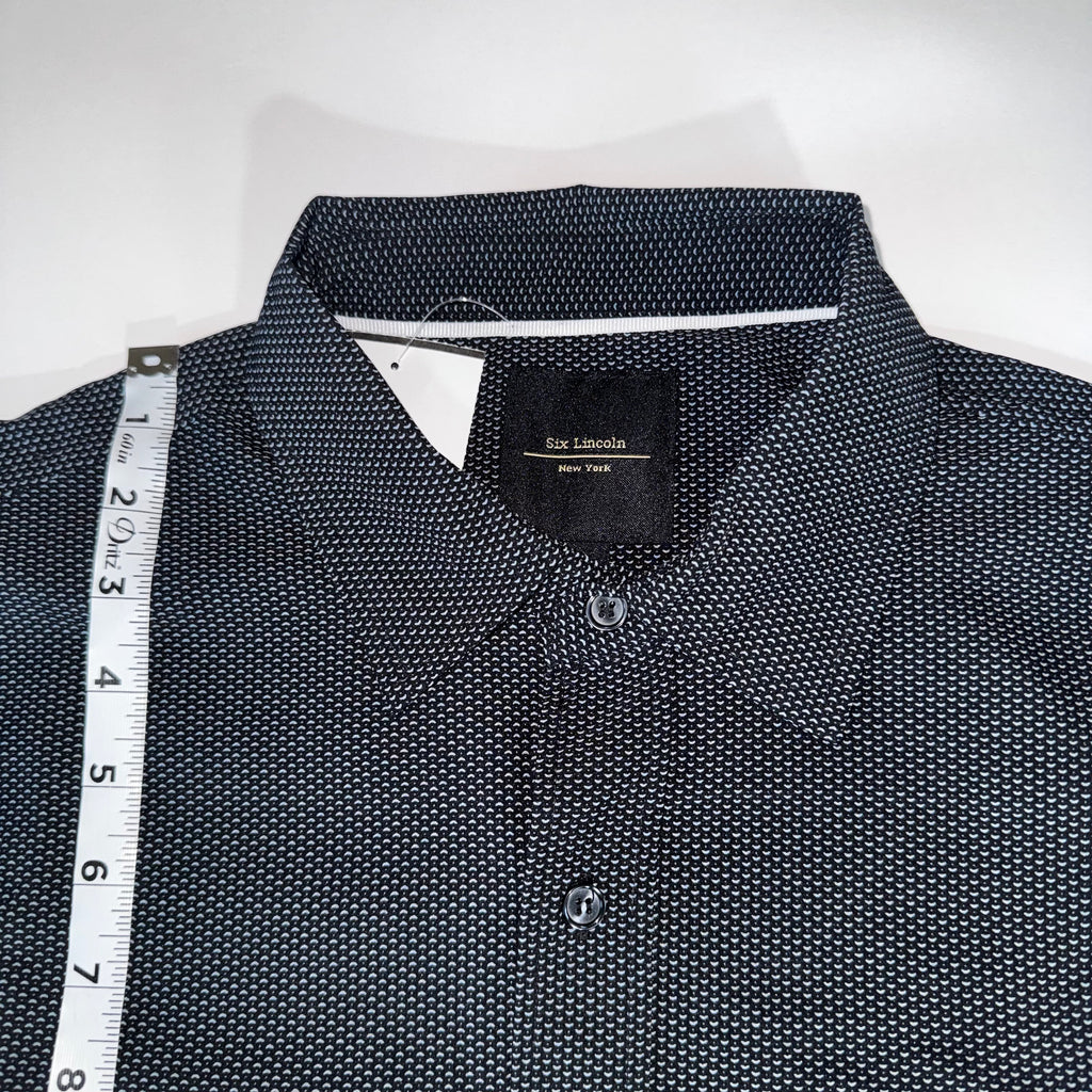 Six Lincoln New York Men's Printed Shirt, Short sleeve Button down Size L