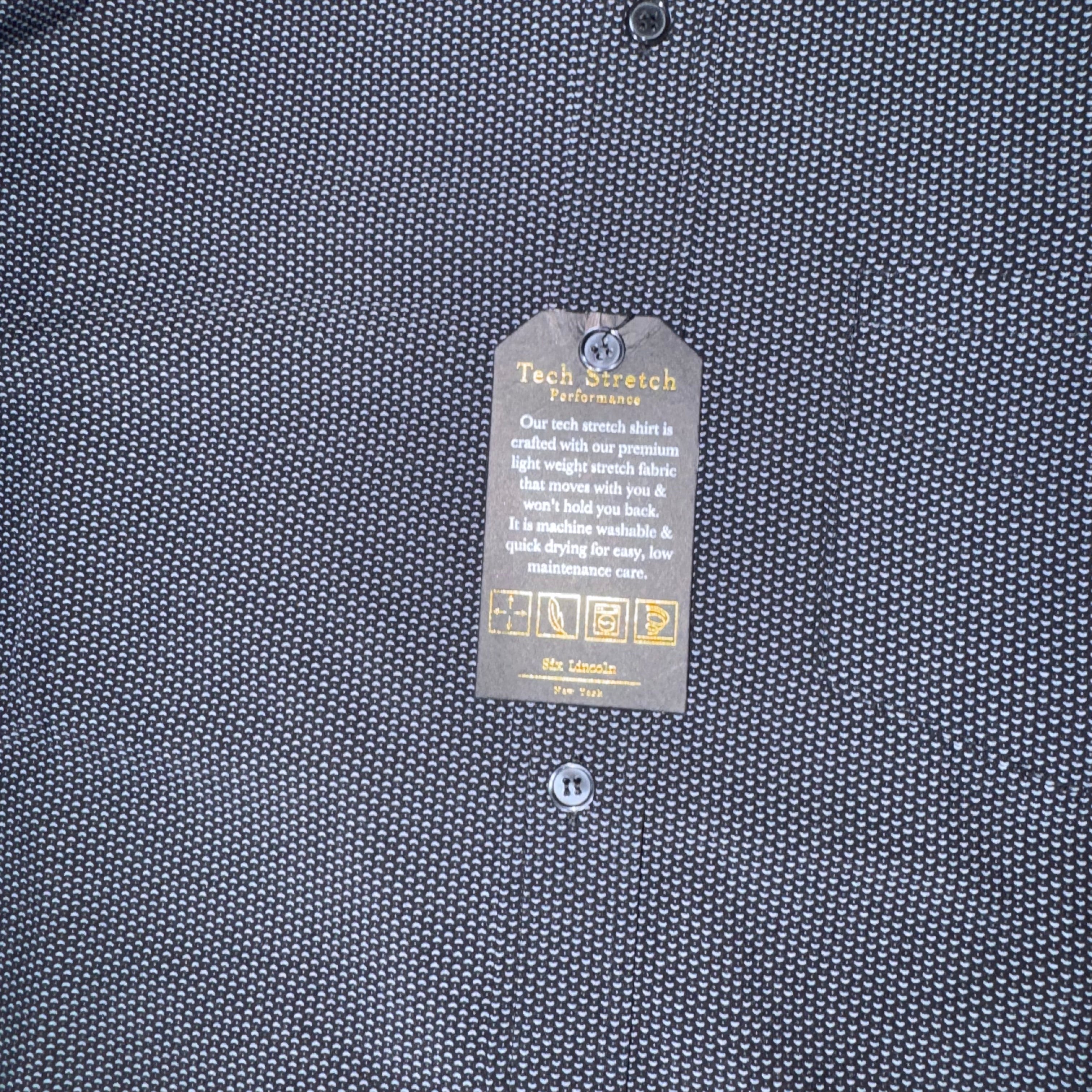Six Lincoln New York Men's Printed Shirt, Short sleeve Button down Size L