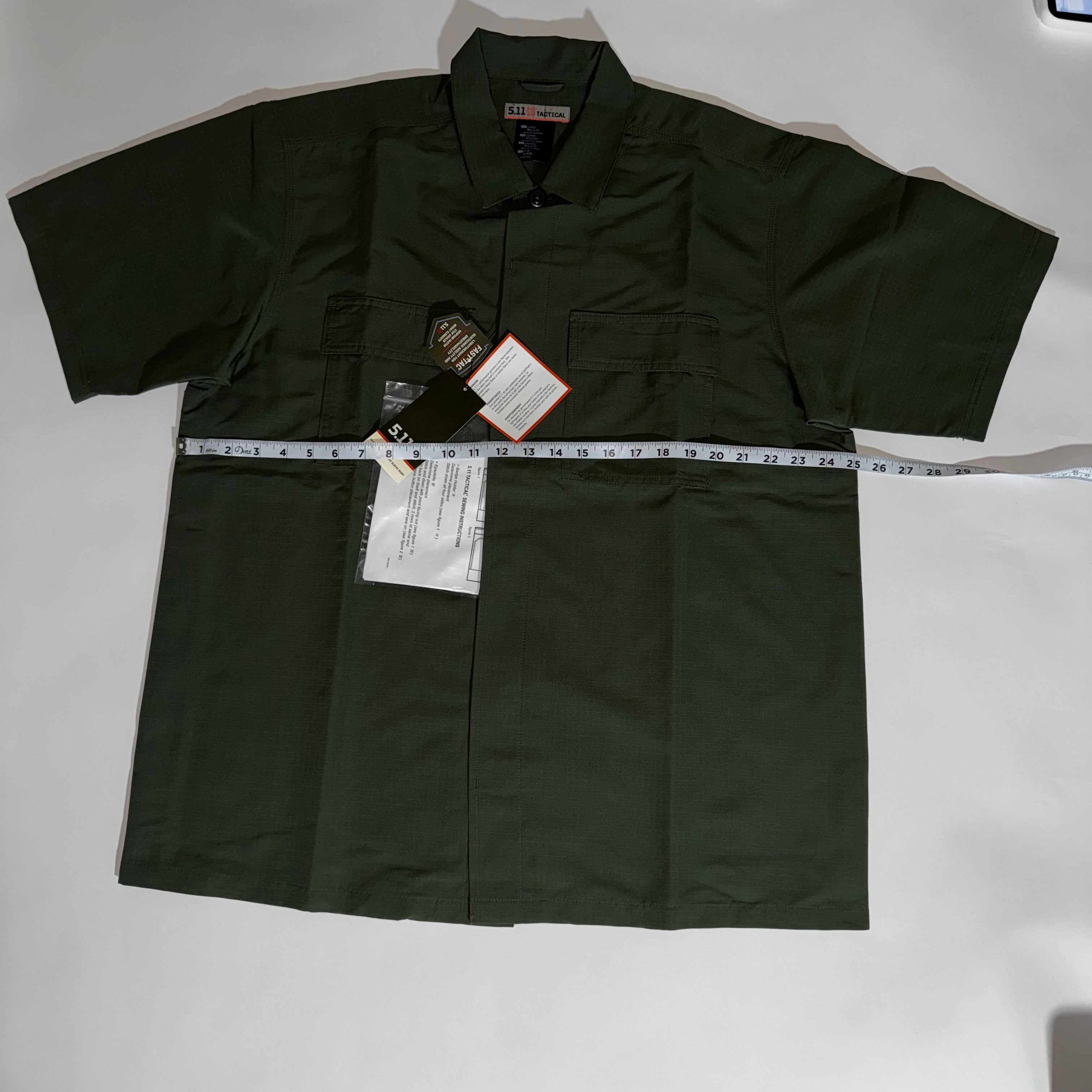 5.11 Tactical Fast Tac TDU Green Mens L Rip Stop Shirt Uniform