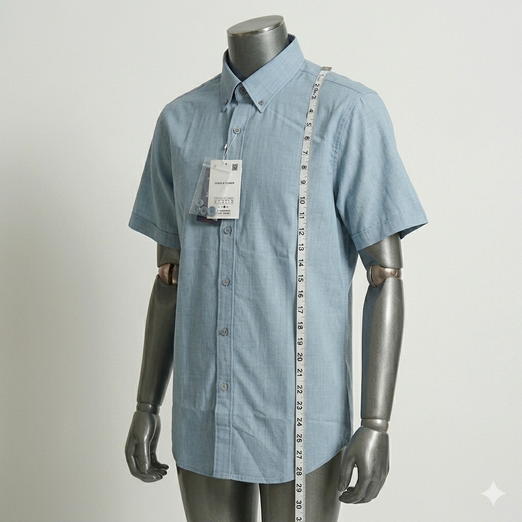 Denim & Flower By Ricky Singh Men's Light Blue Collared Button Down Shirt, L