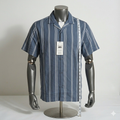 Level Ten Men Size L Blue Multicolor Striped Button Up Shirt Short Sleeve