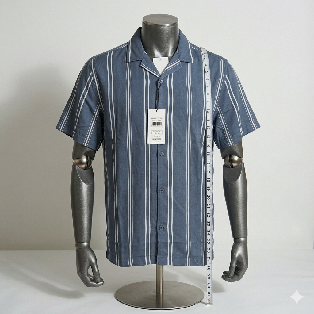 Level Ten Men Size L Blue Multicolor Striped Button Up Shirt Short Sleeve