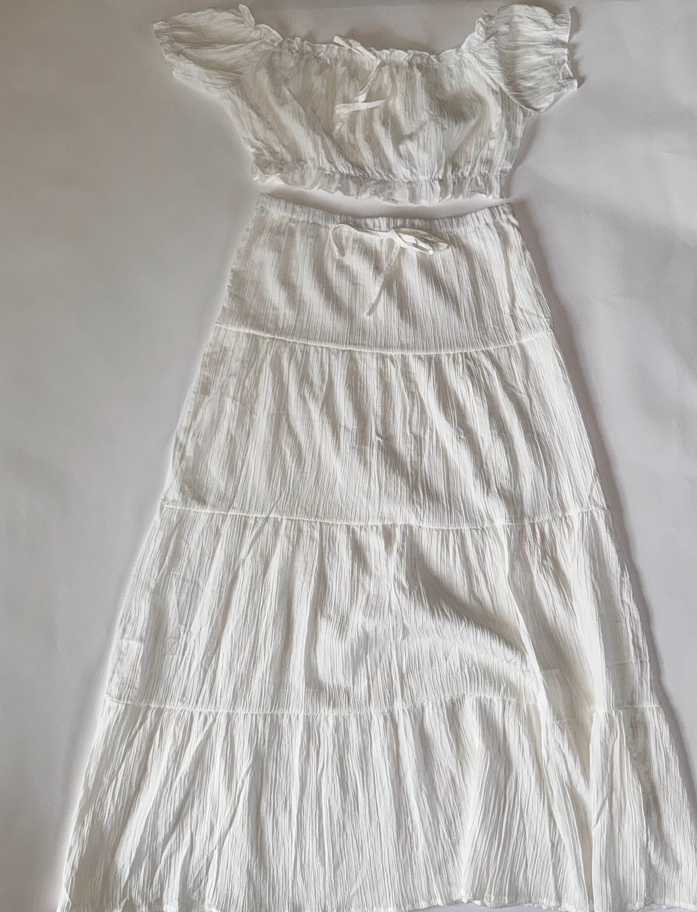 Maternity 2 Pieces Outfits Dress Boho Off Shoulder Ruffle, Long Skirt for Photos