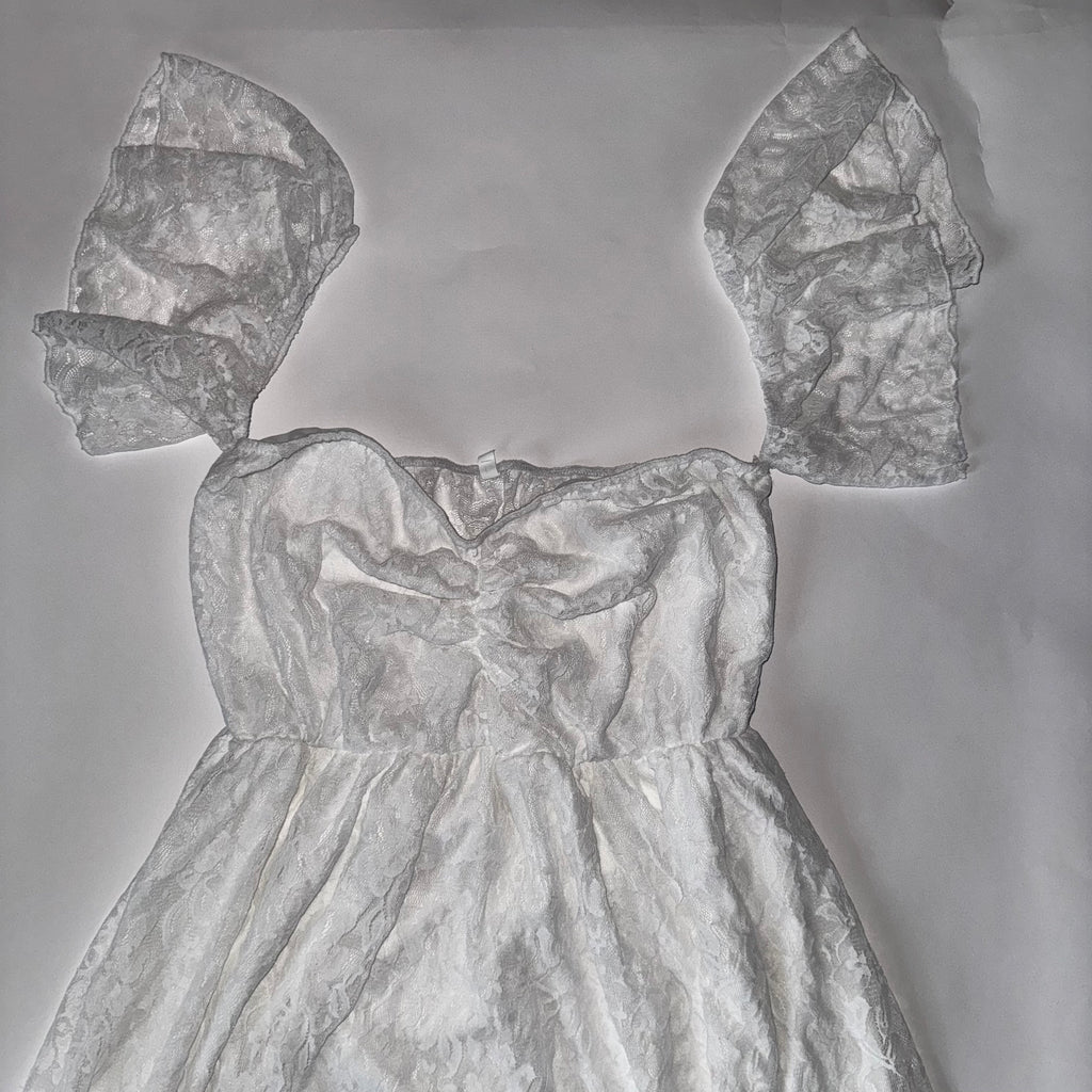 Maternity off Shoulder Ruffle Sleece Lace Wedding Gown Maxi, Dress for Photo