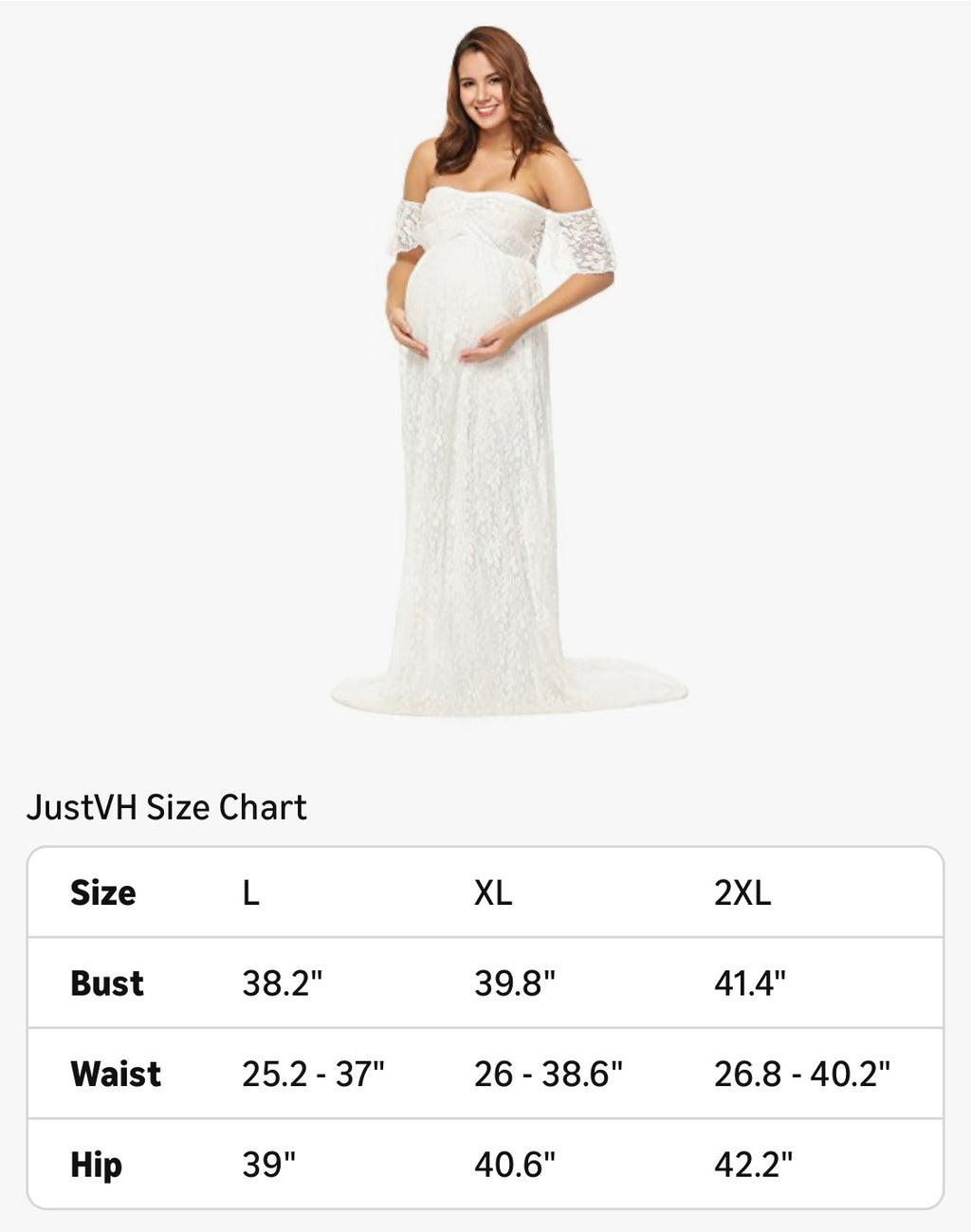 Maternity off Shoulder Ruffle Sleece Lace Wedding Gown Maxi, Dress for Photo