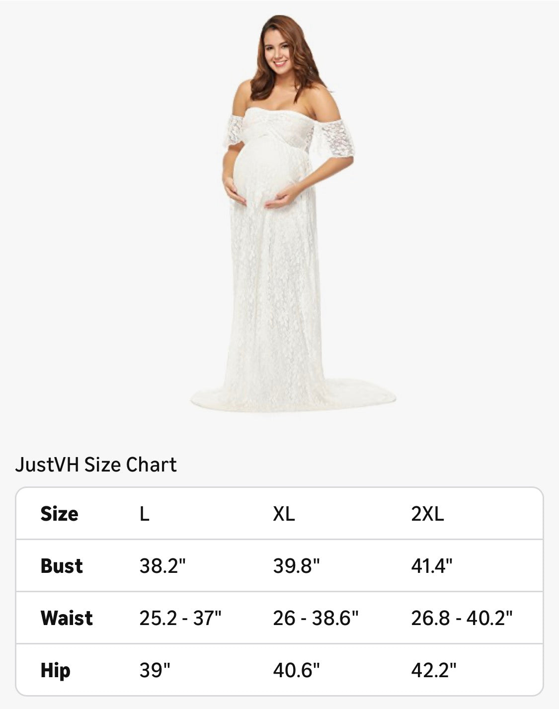 Maternity off Shoulder Ruffle Sleece Lace Wedding Gown Maxi, Dress for Photo