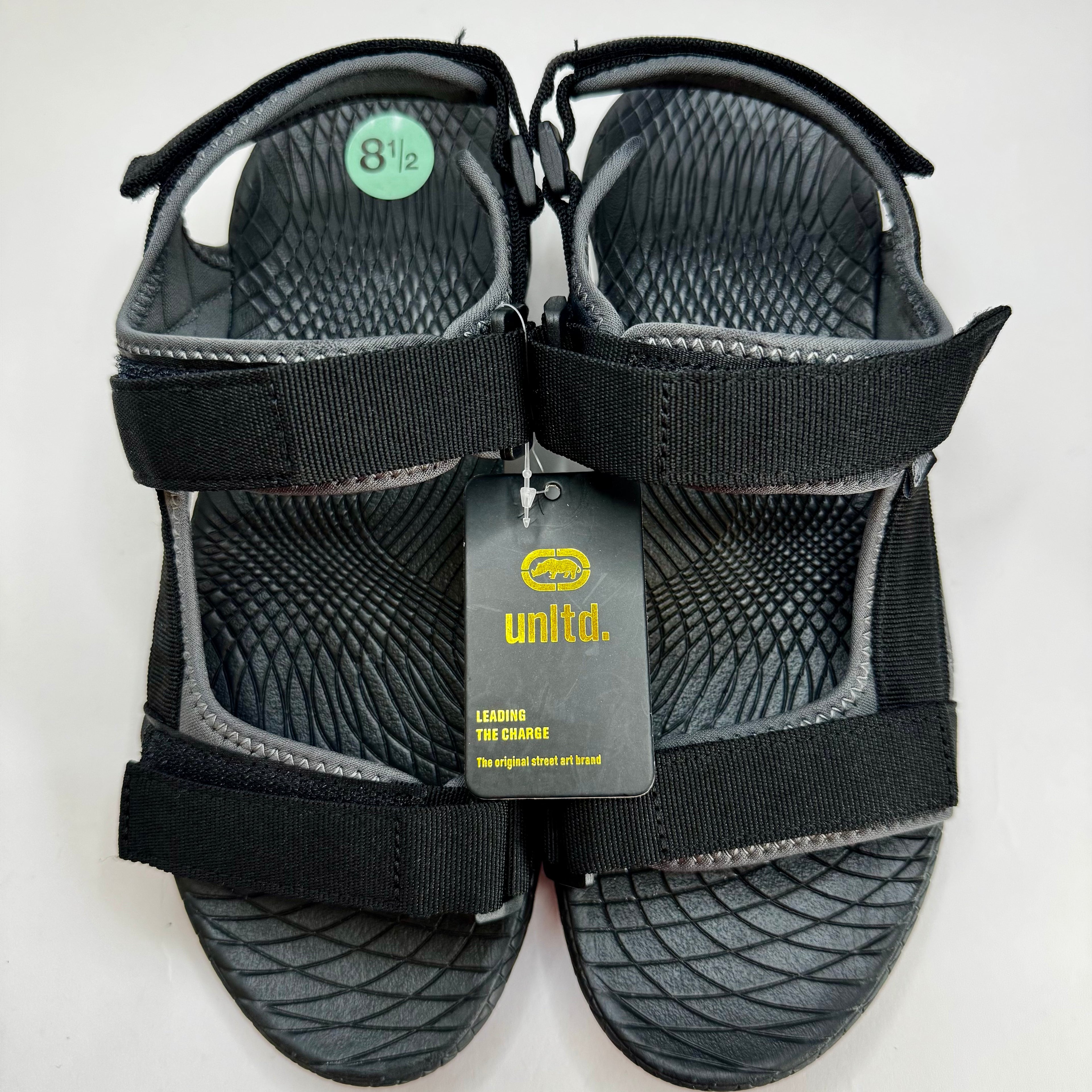 Men's Ecko Unltd Athletic Strappy Sandals Grey Black Size 8,5 US