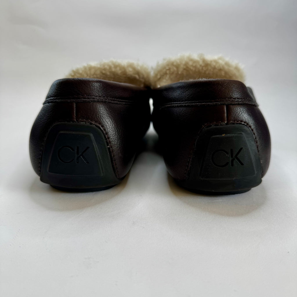 Calvin Klein Men's Brown Leather Loafer Slip-On Square Toe Size 8