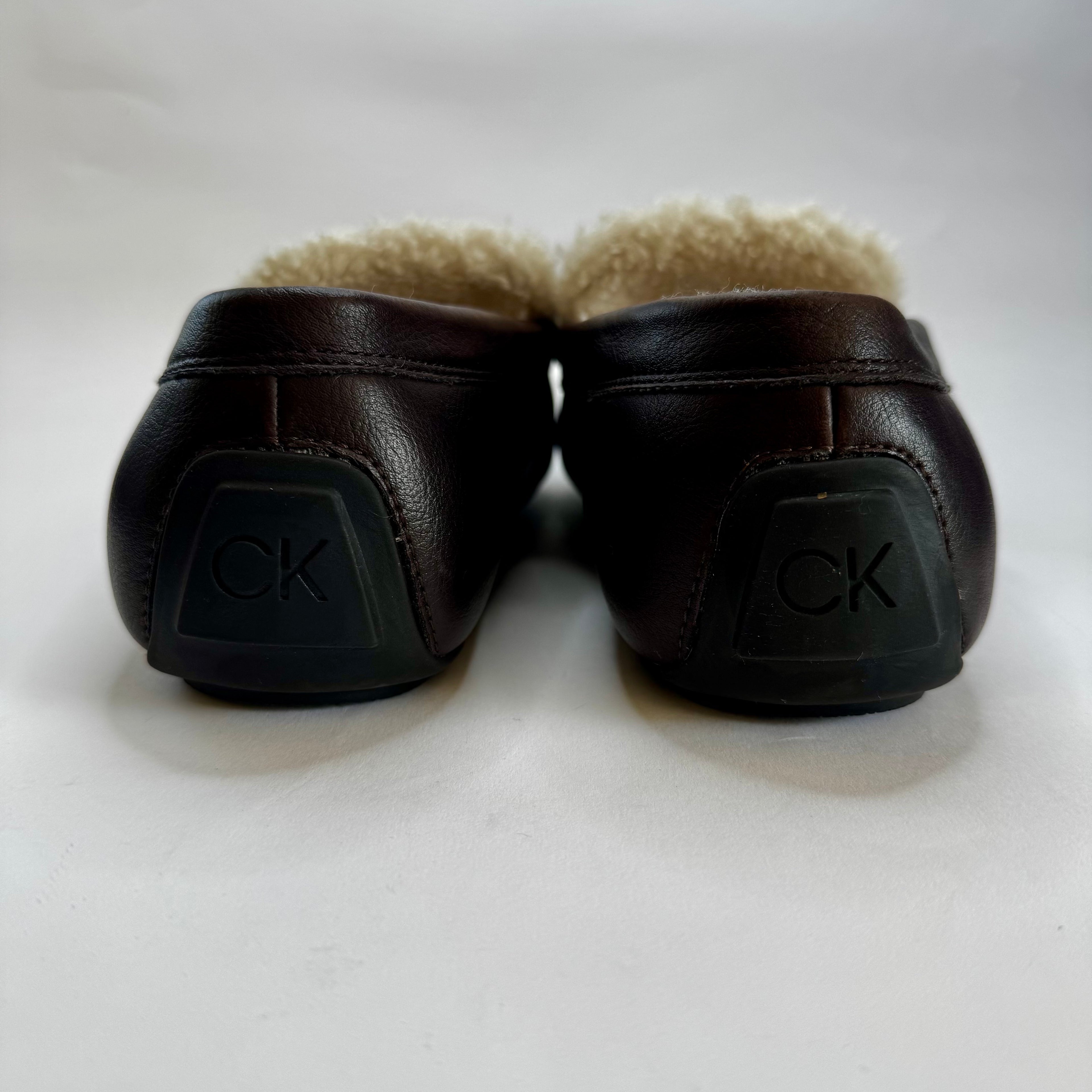 Calvin Klein Men's Brown Leather Loafer Slip-On Square Toe Size 8