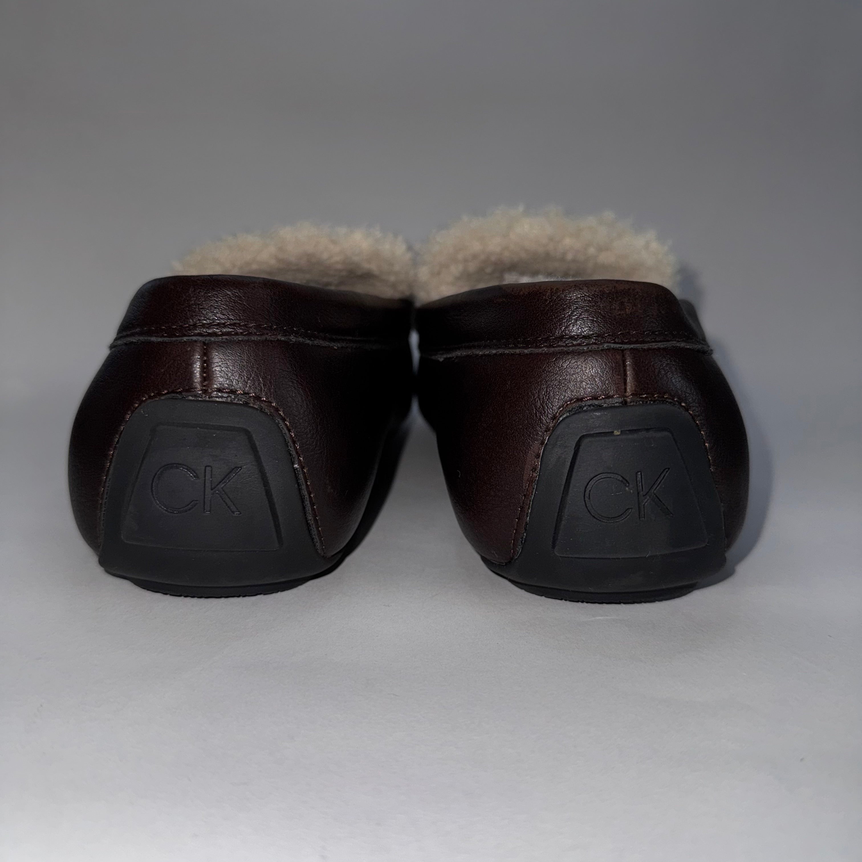 Calvin Klein Men's Brown Leather Loafer Slip-On Square Toe Size 8
