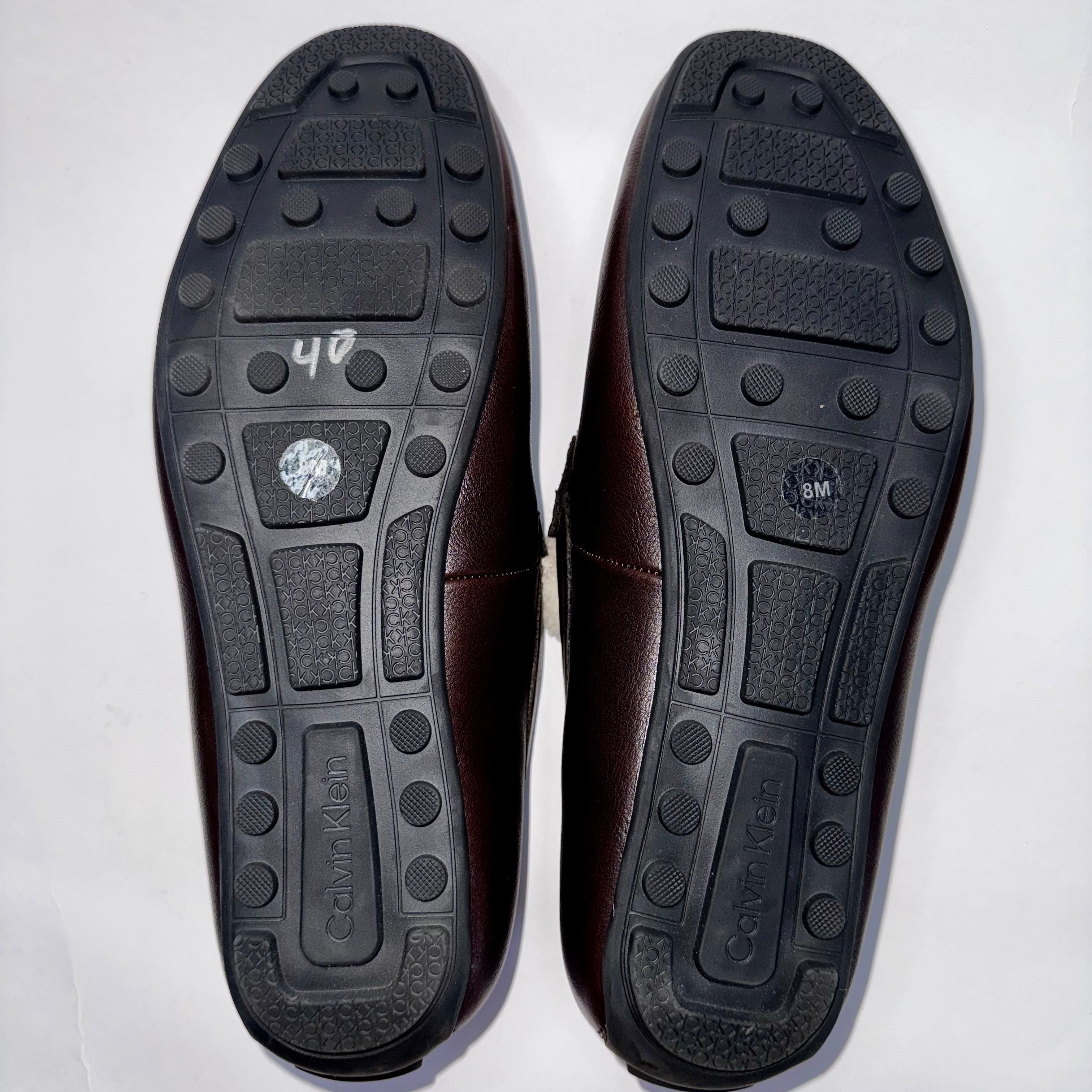 Calvin Klein Men's Brown Leather Loafer Slip-On Square Toe Size 8