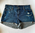 Old Navy Shorts Women's Size 16 ‘OG Straight’ High Rise Blue Jean Denim Roll Hem