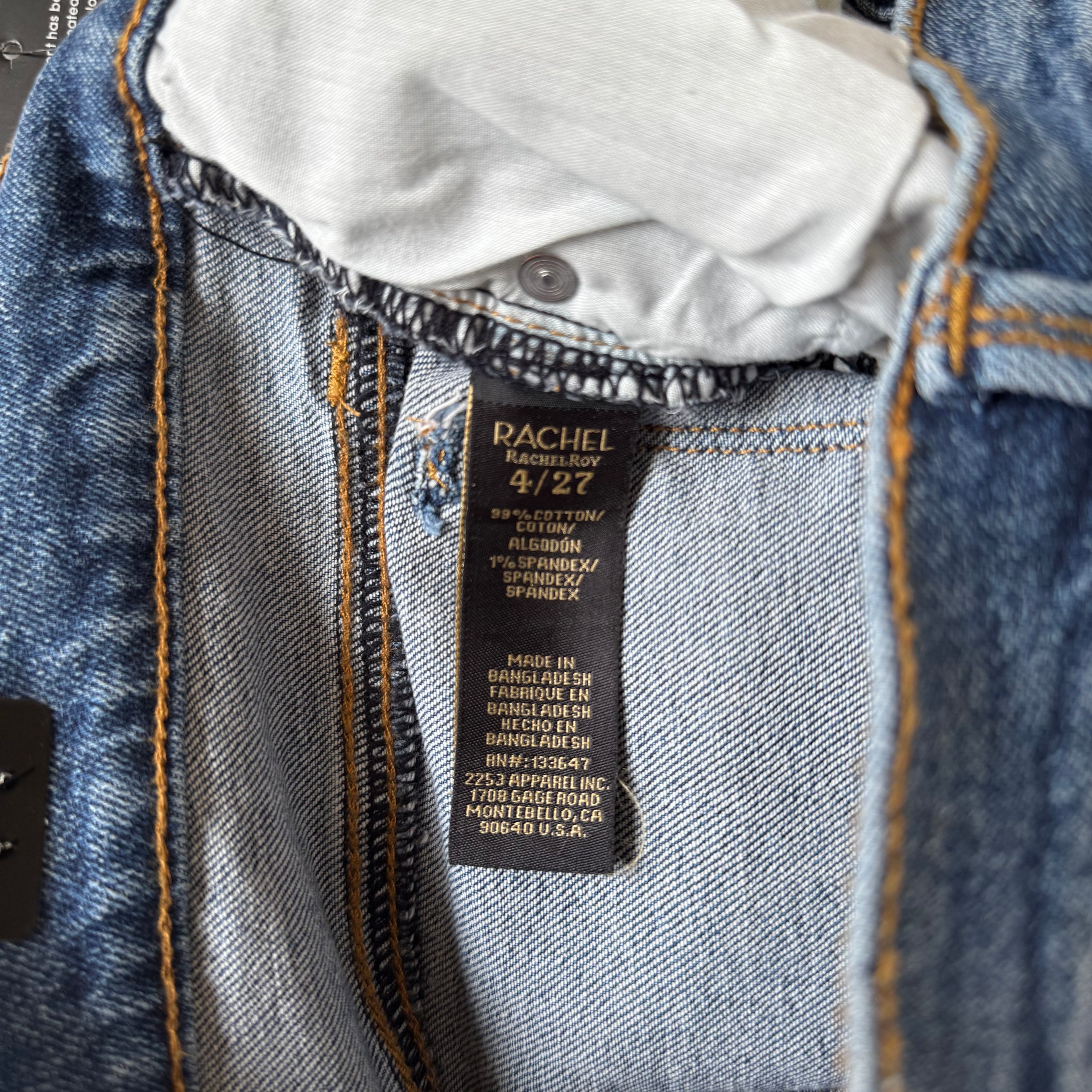 Rachel Roy Denim Shorts Womens 4/ 27 Blue Distressed Raw Hem Mid Rise Summer