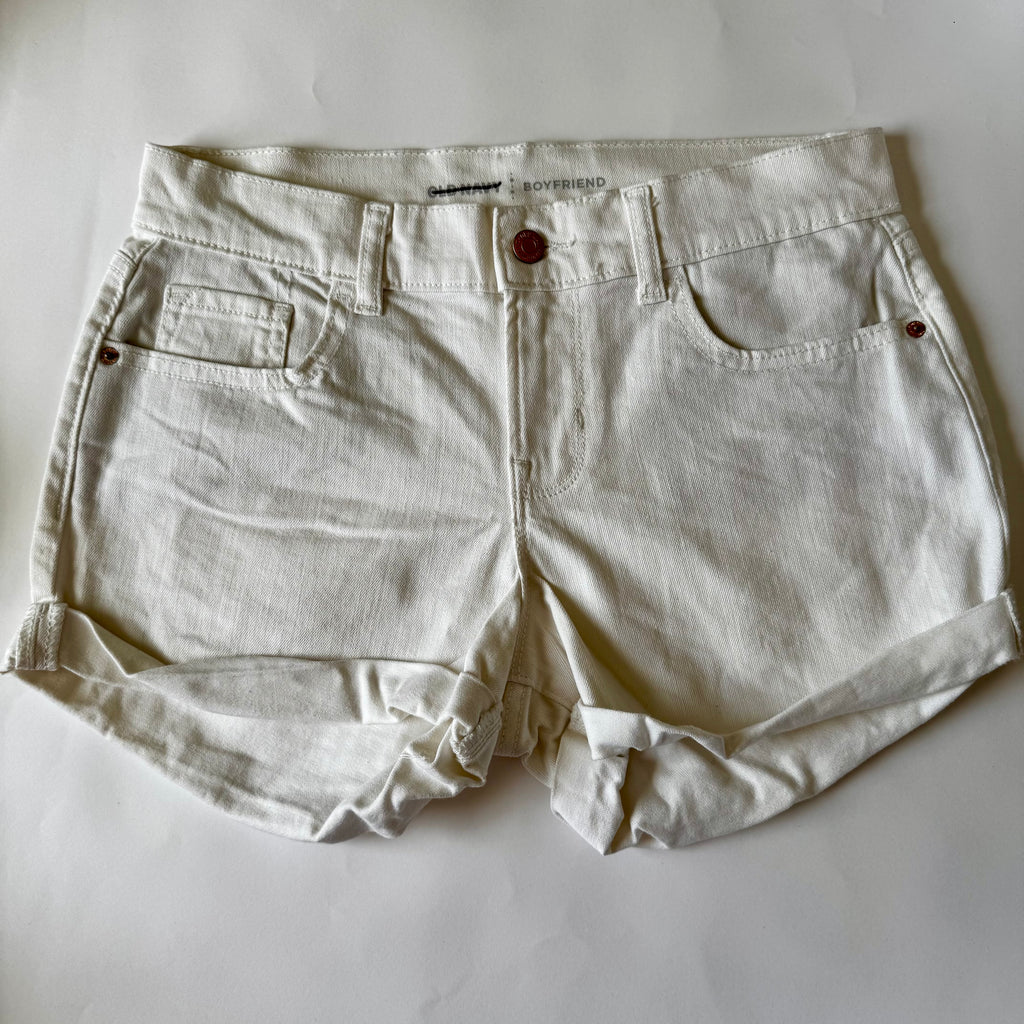 Old Navy Shorts Women's Size 4 ‘OG Straight’ High RiseWhite Jean Denim Roll Hem