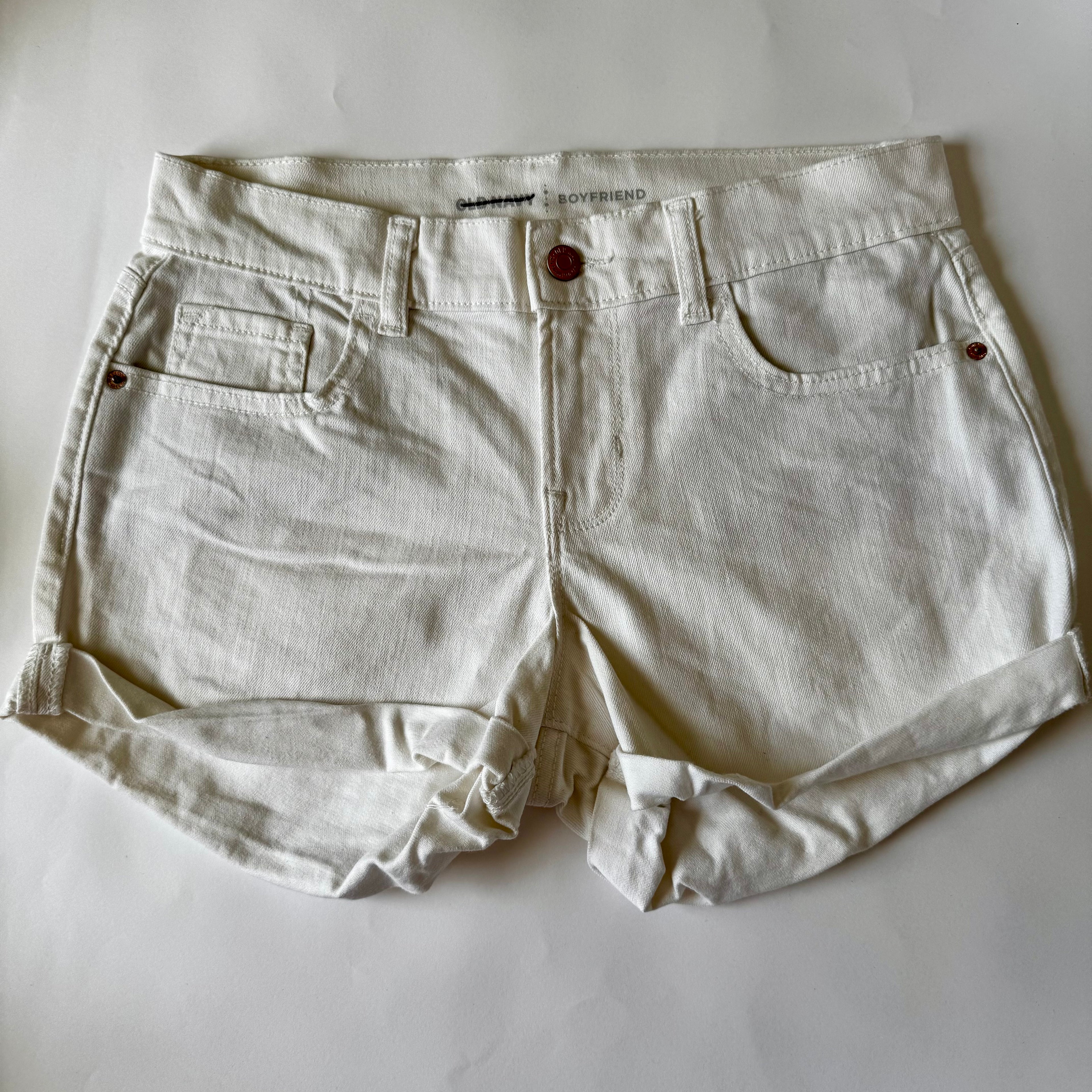 Old Navy Shorts Women's Size 4 ‘OG Straight’ High RiseWhite Jean Denim Roll Hem