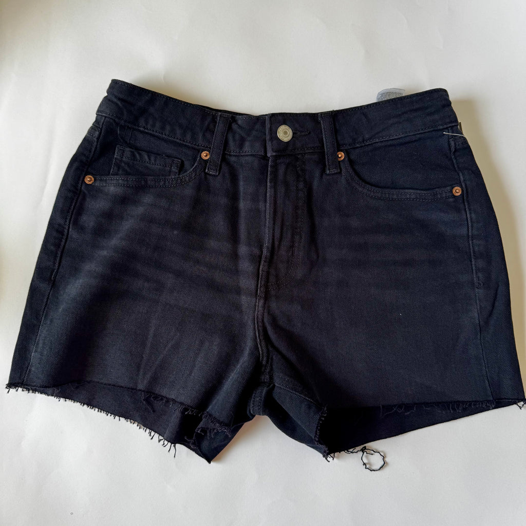 Old Navy Shorts Women's Size 4 ‘OG Straight’ High Rise Black Jean Denim Roll Hem
